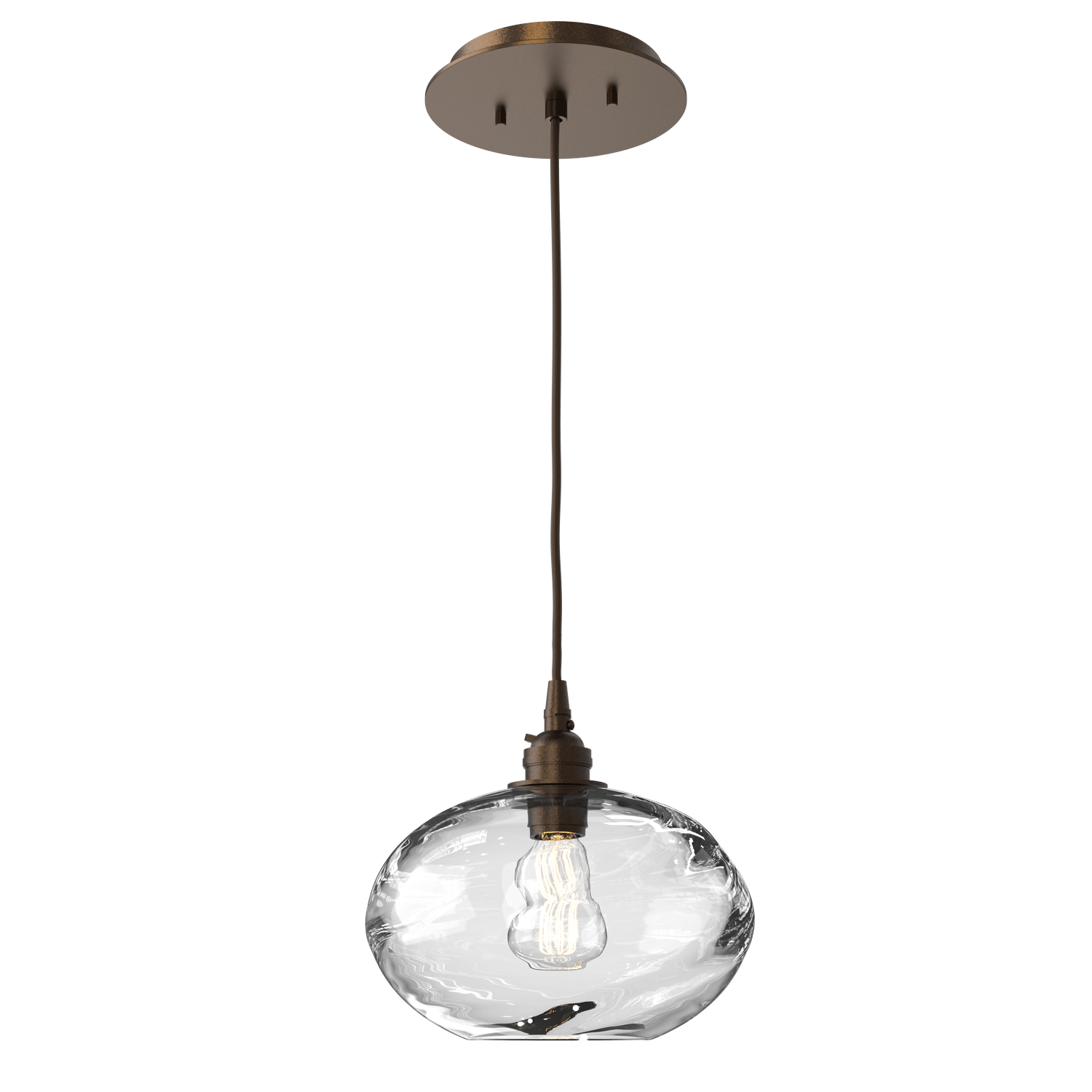 LAB0036-01-FB-OC-Hammerton-Studio-Optic-Blown-Glass-Coppa-pendant-light-with-flat-bronze-finish-and-optic-clear-blown-glass-shades-and-incandescent-lamping