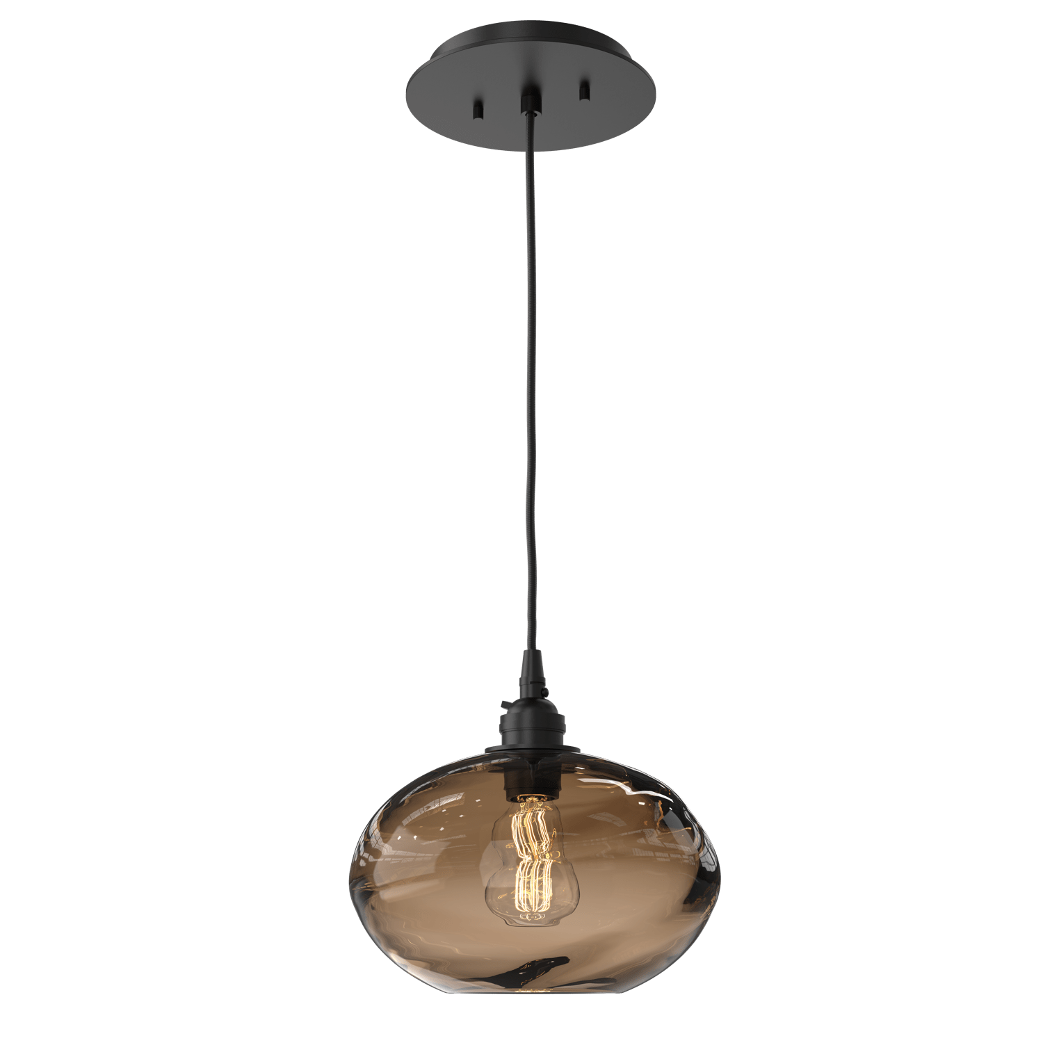 LAB0036-01-MB-OB-Hammerton-Studio-Optic-Blown-Glass-Coppa-pendant-light-with-matte-black-finish-and-optic-bronze-blown-glass-shades-and-incandescent-lamping