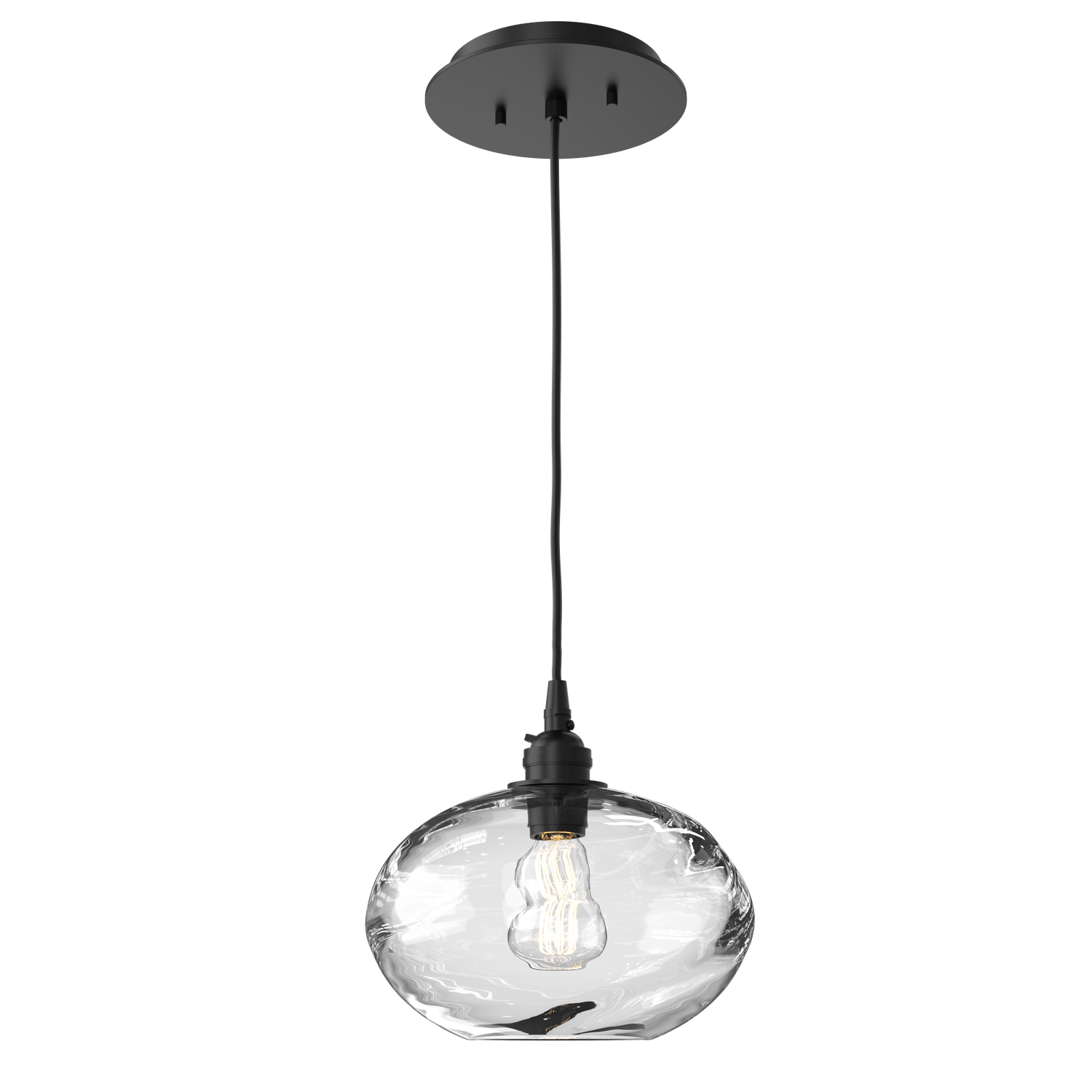 LAB0036-01-MB-OC-Hammerton-Studio-Optic-Blown-Glass-Coppa-pendant-light-with-matte-black-finish-and-optic-clear-blown-glass-shades-and-incandescent-lamping