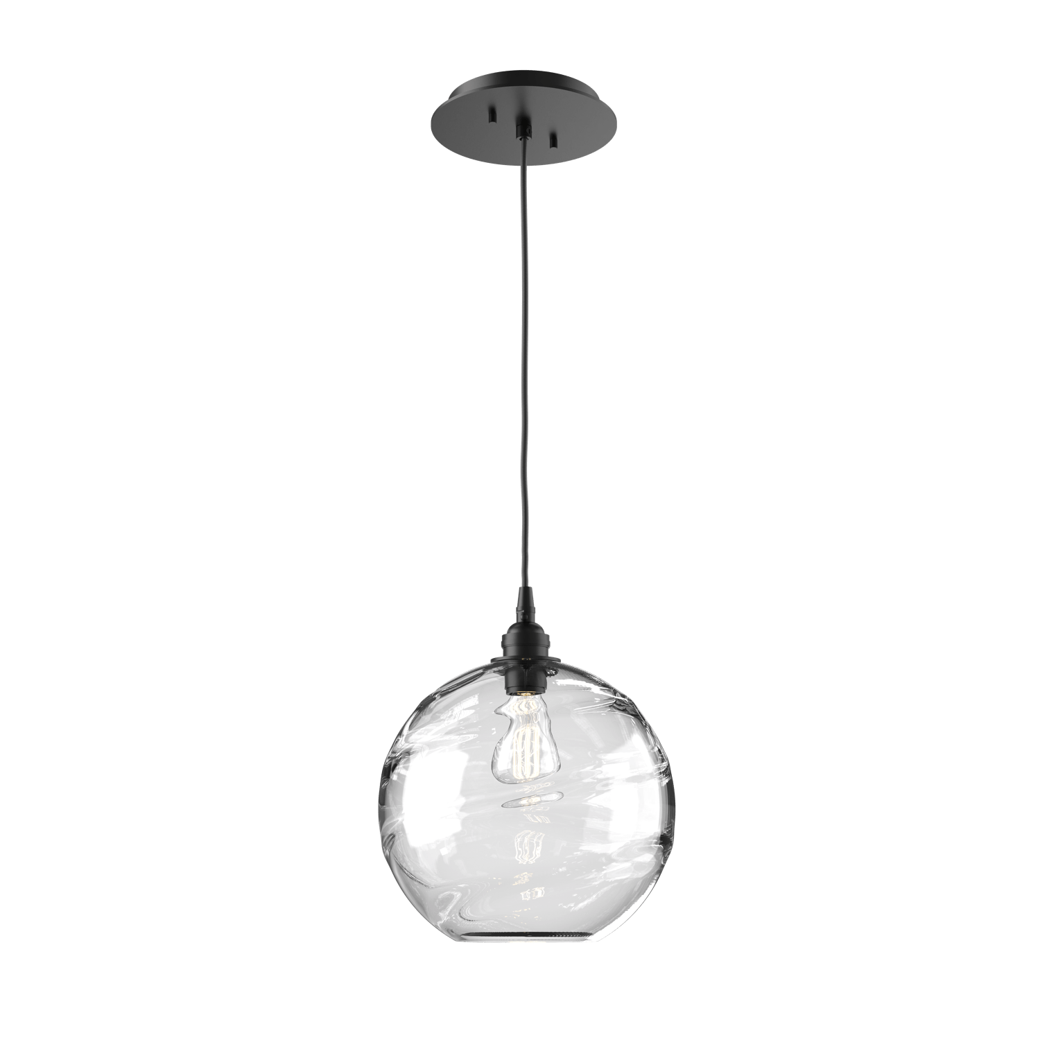 LAB0047-01-MB-OC-Hammerton-Studio-Optic-Blown-Glass-Terra-pendant-light-with-matte-black-finish-and-optic-clear-blown-glass-shades-and-incandescent-lamping