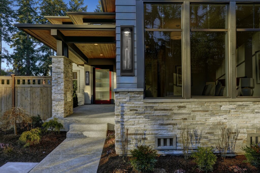 Entrance of  Luxurious new construction home in Bellevue, WA