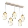 PLB0035-05-BS-OA-Hammerton-Studio-Optic-Blown-Glass-Elisse-5-light-linear-pendant-chandelier-with-metallic-beige-silver-finish-and-optic-amber-blown-glass-shades-and-incandescent-lamping