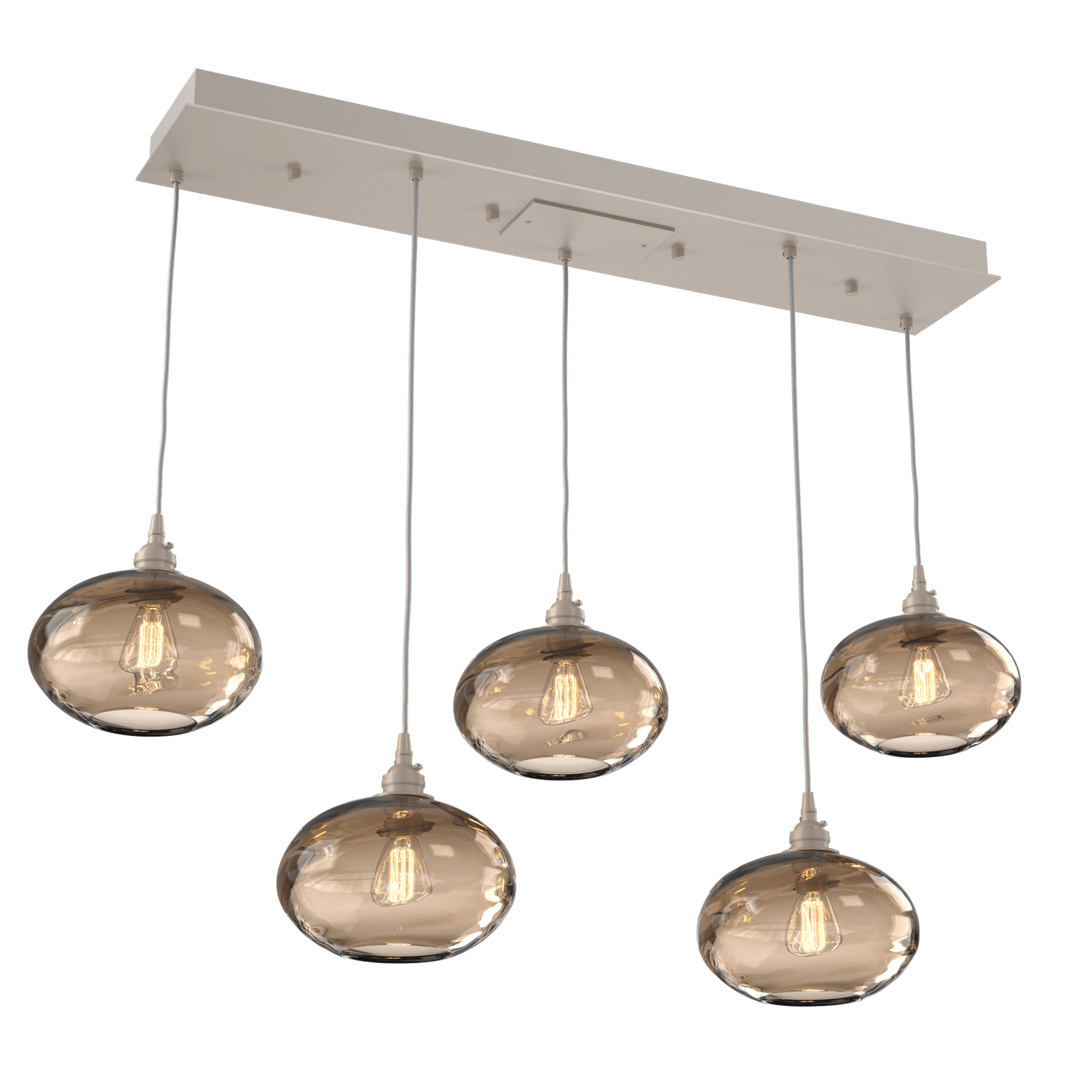 PLB0036-05-BS-OB-Hammerton-Studio-Optic-Blown-Glass-Coppa-5-light-linear-pendant-chandelier-with-metallic-beige-silver-finish-and-optic-bronze-blown-glass-shades-and-incandescent-lamping