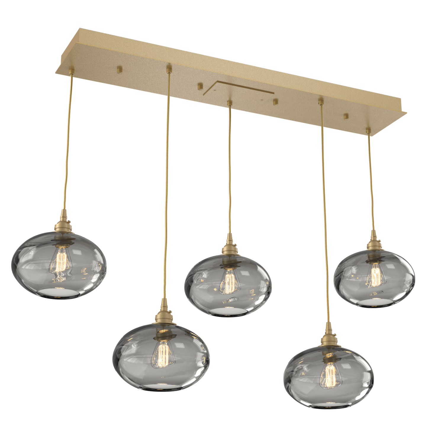 PLB0036-05-GB-OS-Hammerton-Studio-Optic-Blown-Glass-Coppa-5-light-linear-pendant-chandelier-with-gilded-brass-finish-and-optic-smoke-blown-glass-shades-and-incandescent-lamping