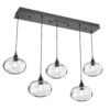 PLB0036-05-MB-OC-Hammerton-Studio-Optic-Blown-Glass-Coppa-5-light-linear-pendant-chandelier-with-matte-black-finish-and-optic-clear-blown-glass-shades-and-incandescent-lamping