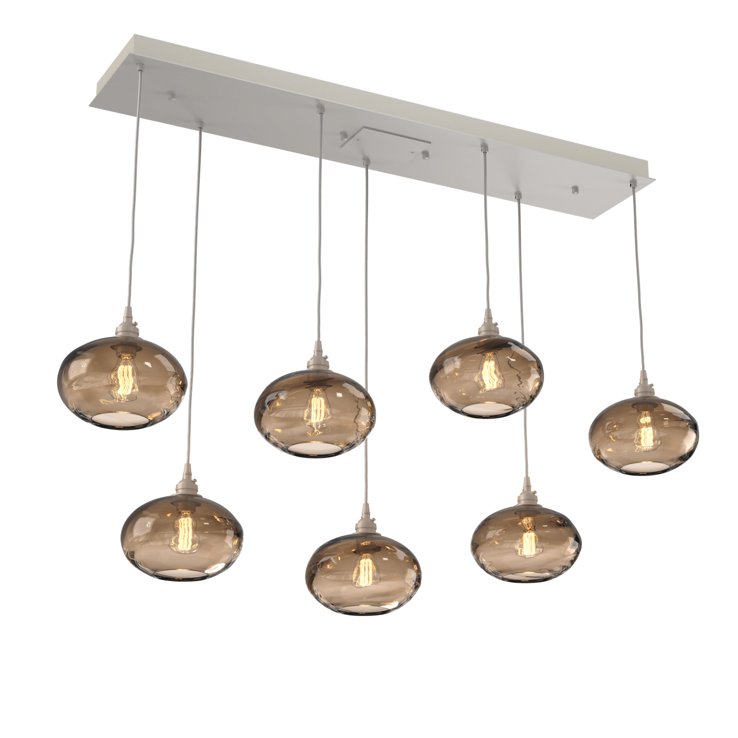 PLB0036-07-BS-OB-Hammerton-Studio-Optic-Blown-Glass-Coppa-7-light-linear-pendant-chandelier-with-metallic-beige-silver-finish-and-optic-bronze-blown-glass-shades-and-incandescent-lamping