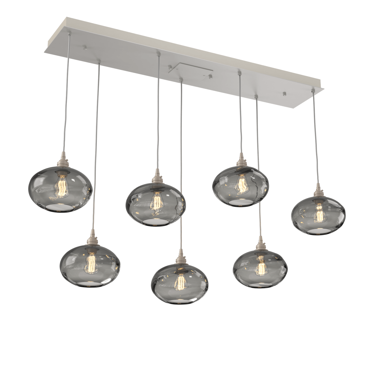 PLB0036-07-BS-OS-Hammerton-Studio-Optic-Blown-Glass-Coppa-7-light-linear-pendant-chandelier-with-metallic-beige-silver-finish-and-optic-smoke-blown-glass-shades-and-incandescent-lamping