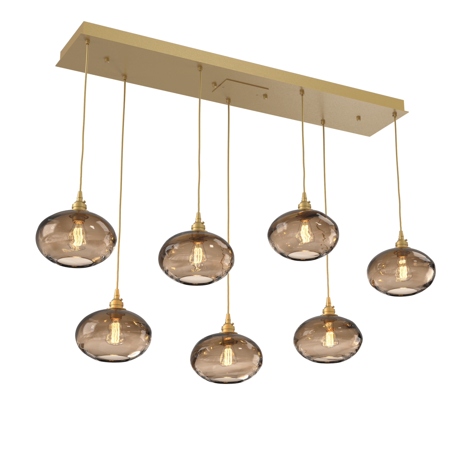 PLB0036-07-GB-OB-Hammerton-Studio-Optic-Blown-Glass-Coppa-7-light-linear-pendant-chandelier-with-gilded-brass-finish-and-optic-bronze-blown-glass-shades-and-incandescent-lamping
