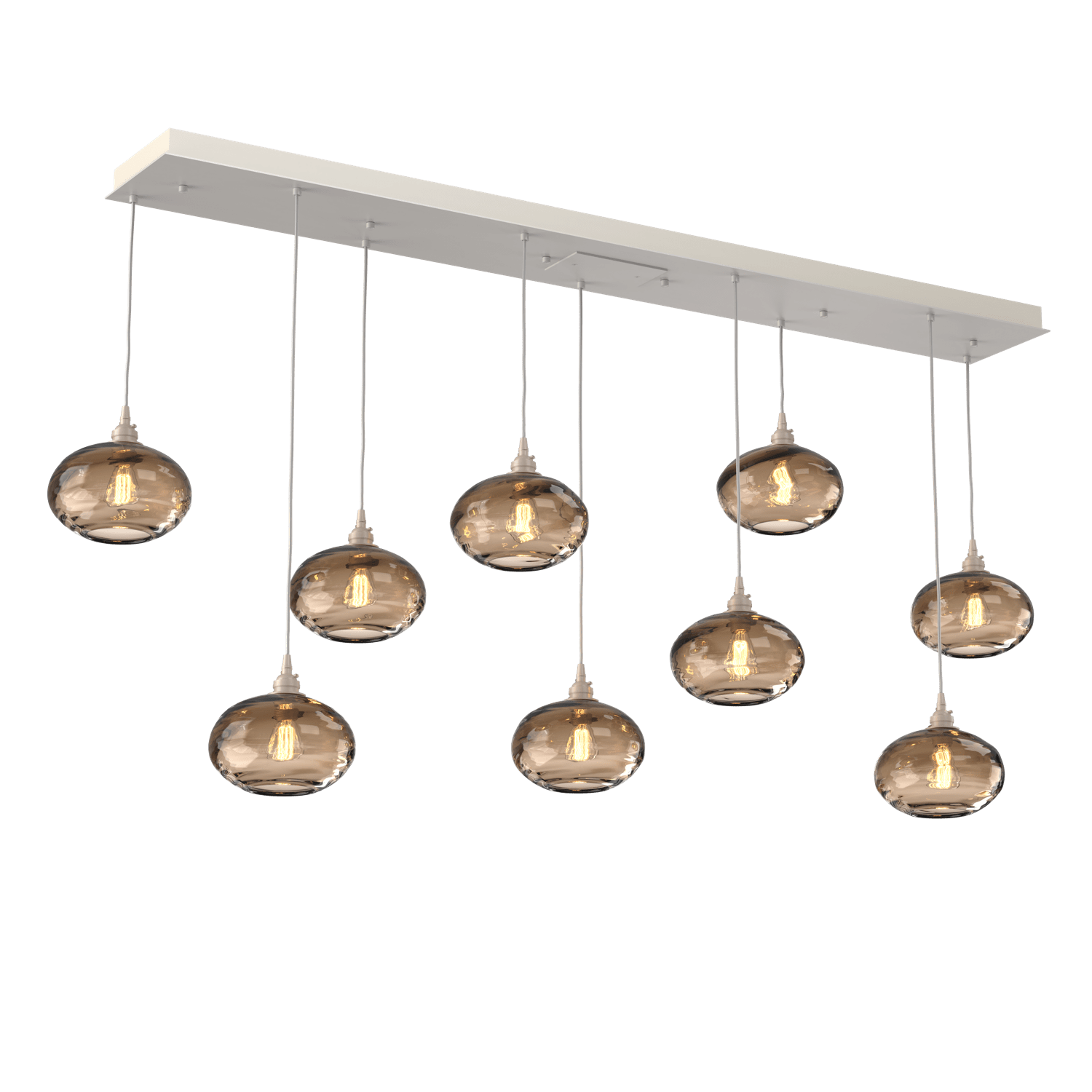 PLB0036-09-BS-OB-Hammerton-Studio-Optic-Blown-Glass-Coppa-9-light-linear-pendant-chandelier-with-metallic-beige-silver-finish-and-optic-bronze-blown-glass-shades-and-incandescent-lamping