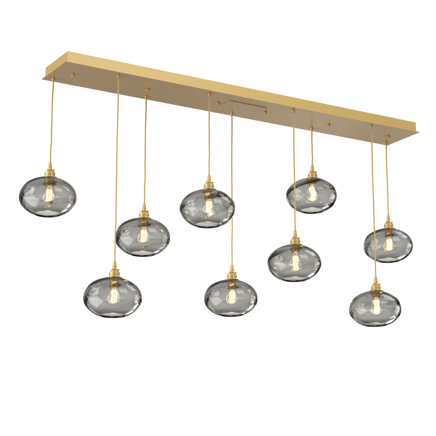PLB0036-09-GB-OS-Hammerton-Studio-Optic-Blown-Glass-Coppa-9-light-linear-pendant-chandelier-with-gilded-brass-finish-and-optic-smoke-blown-glass-shades-and-incandescent-lamping