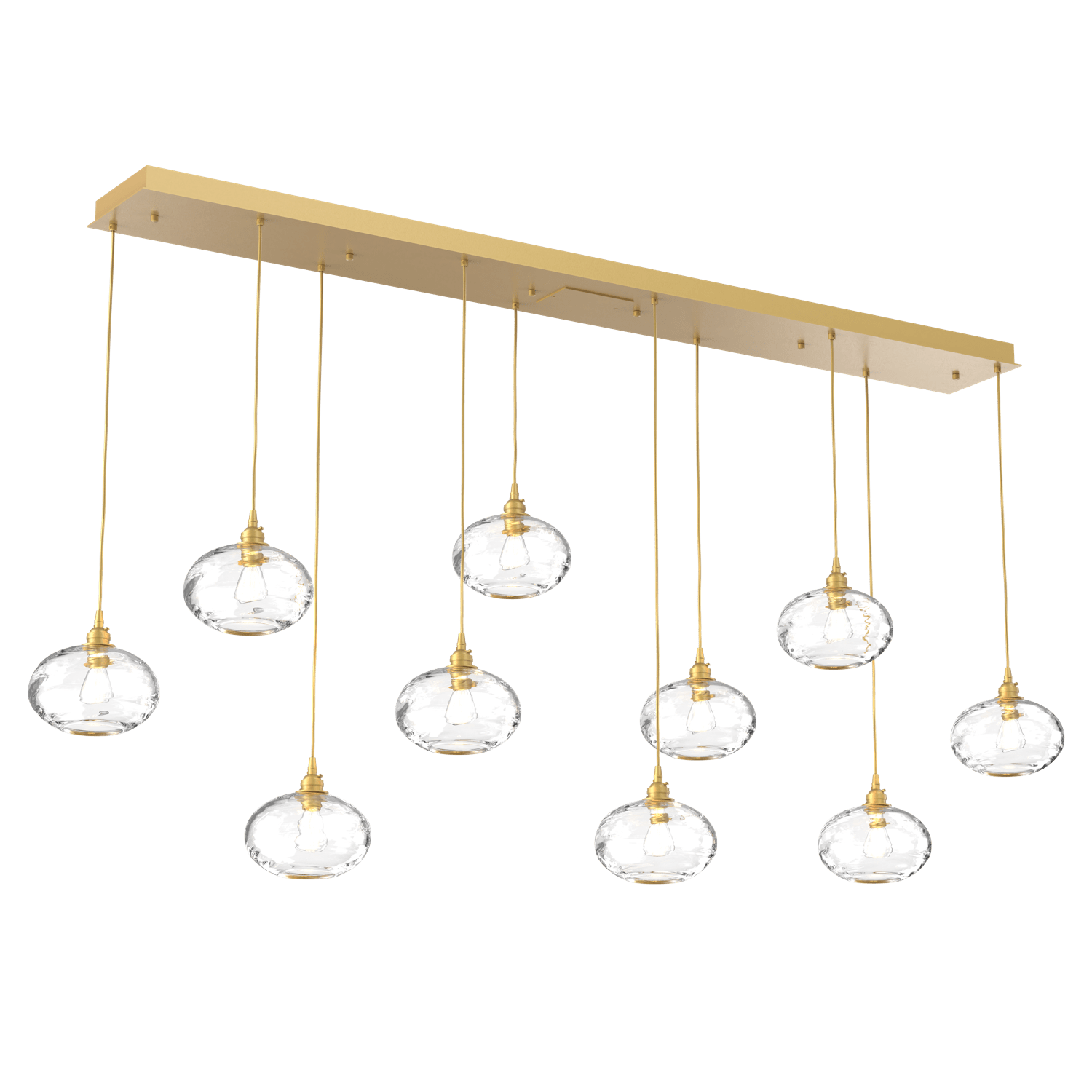 PLB0036-10-GB-OC-Hammerton-Studio-Optic-Blown-Glass-Coppa-10-light-linear-pendant-chandelier-with-gilded-brass-finish-and-optic-clear-blown-glass-shades-and-incandescent-lamping