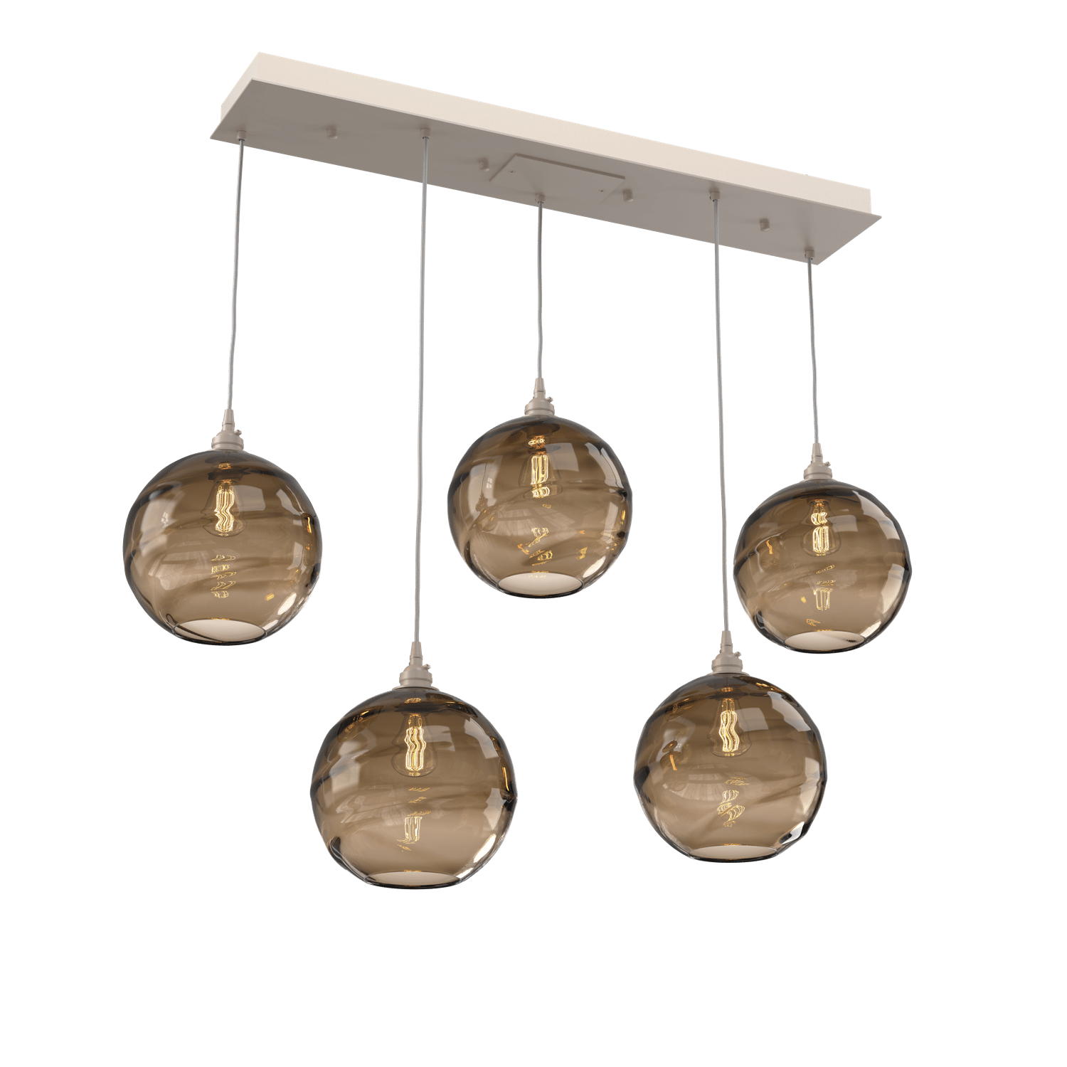 PLB0047-05-BS-OB-Hammerton-Studio-Optic-Blown-Glass-Terra-5-light-linear-pendant-chandelier-with-metallic-beige-silver-finish-and-optic-bronze-blown-glass-shades-and-incandescent-lamping