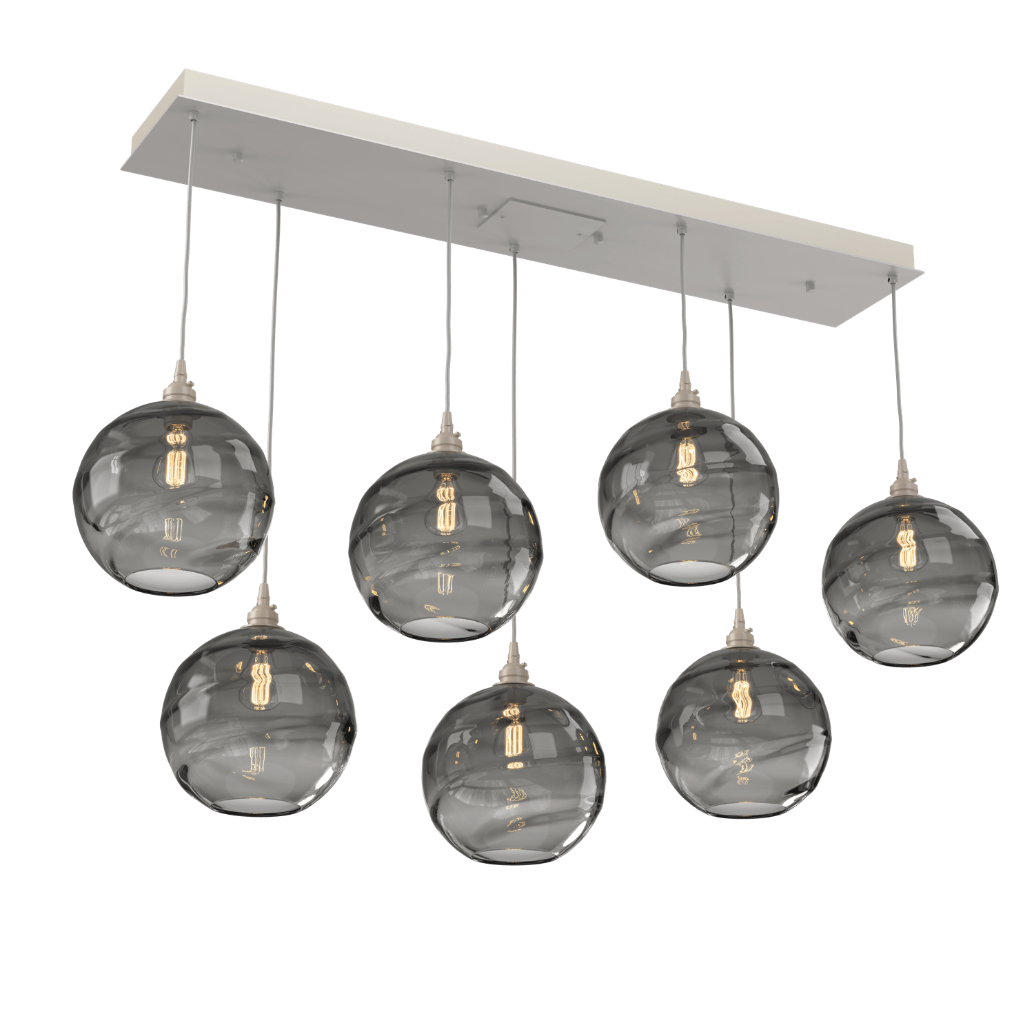 PLB0047-07-BS-OB-Hammerton-Studio-Optic-Blown-Glass-Terra-7-light-linear-pendant-chandelier-with-metallic-beige-silver-finish-and-optic-bronze-blown-glass-shades-and-incandescent-lamping