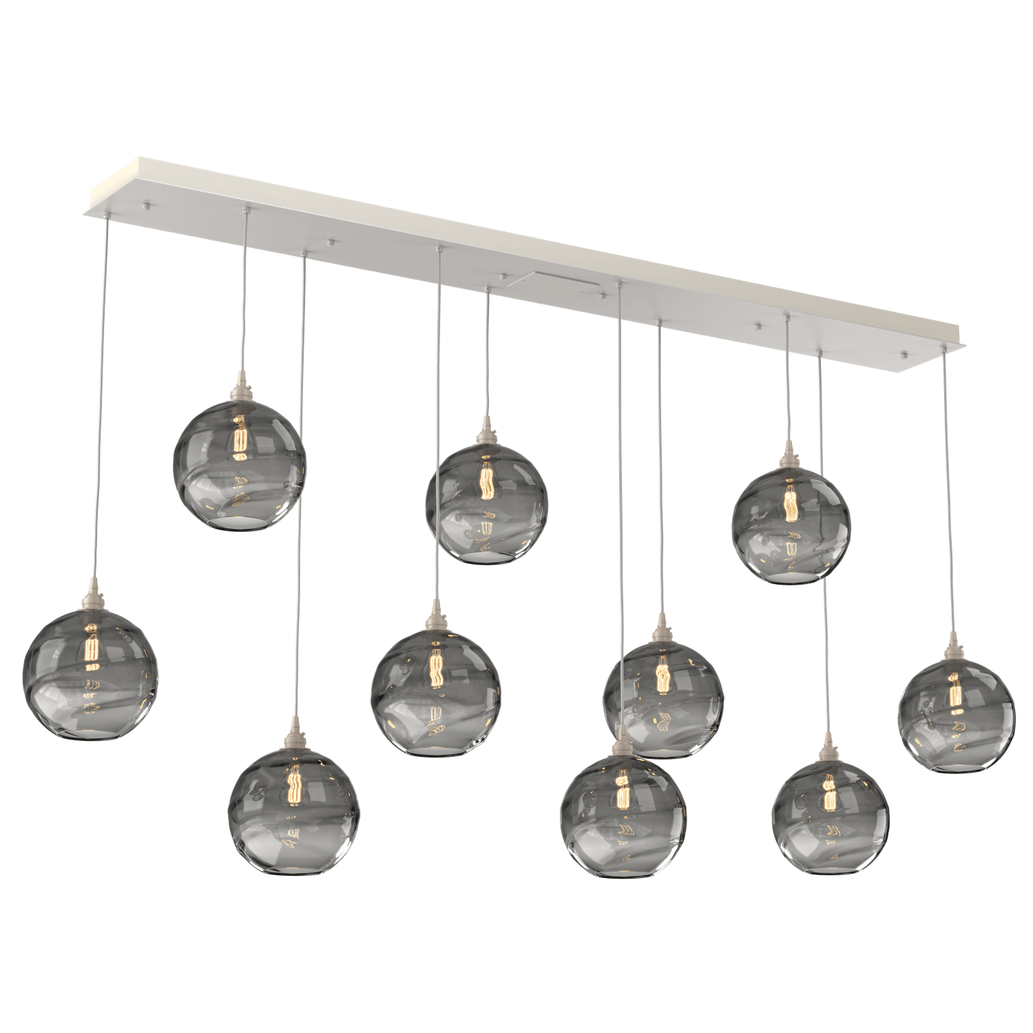 PLB0047-10-BS-OS-Hammerton-Studio-Optic-Blown-Glass-Terra-10-light-linear-pendant-chandelier-with-metallic-beige-silver-finish-and-optic-smoke-blown-glass-shades-and-incandescent-lamping