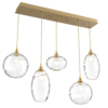 PLB0048-05-GB-OC-Hammerton-Studio-Optic-Blown-Glass-Misto-5-light-linear-pendant-chandelier-with-gilded-brass-finish-and-optic-clear-blown-glass-shades-and-incandescent-lamping