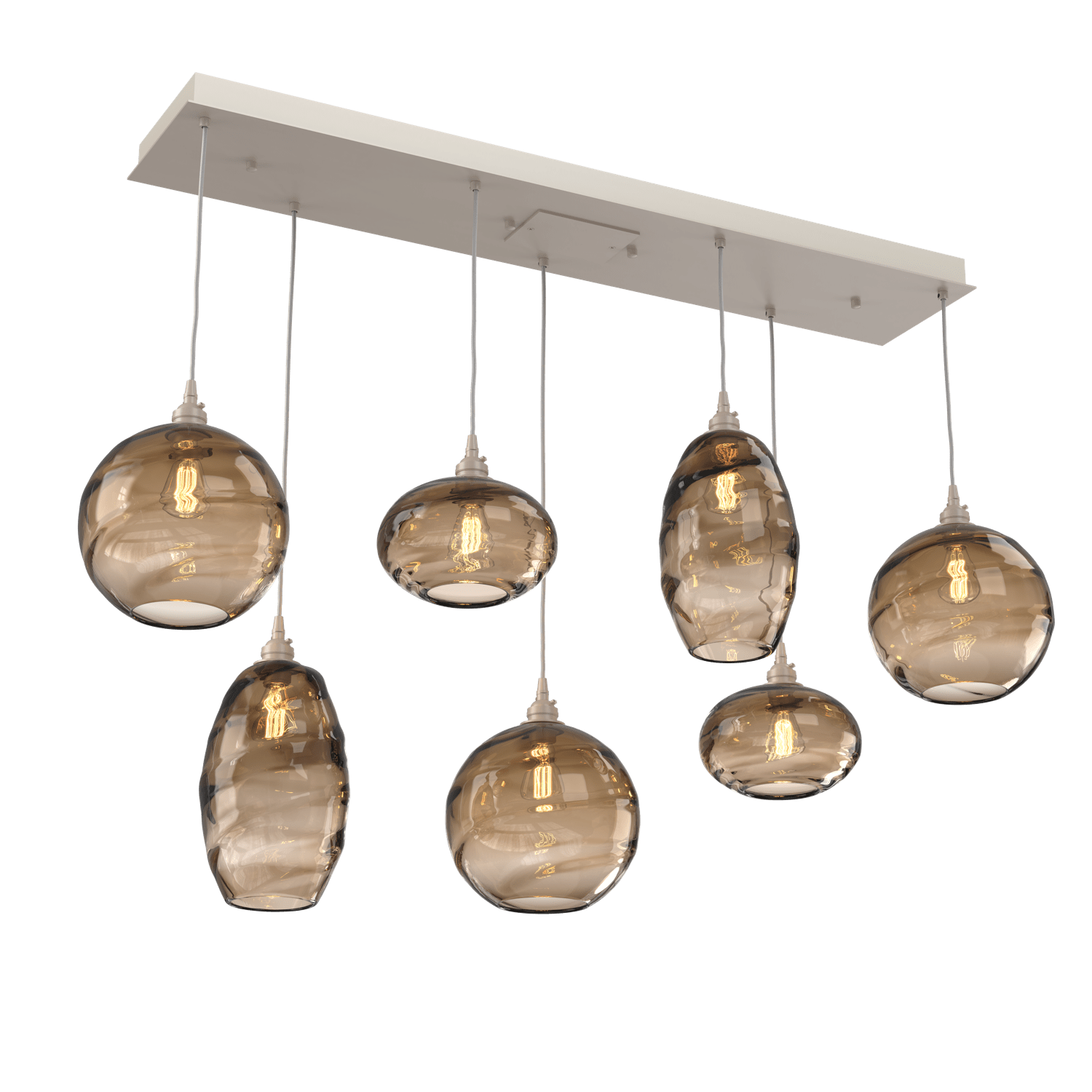PLB0048-07-BS-OB-Hammerton-Studio-Optic-Blown-Glass-Misto-7-light-linear-pendant-chandelier-with-metallic-beige-silver-finish-and-optic-bronze-blown-glass-shades-and-incandescent-lamping