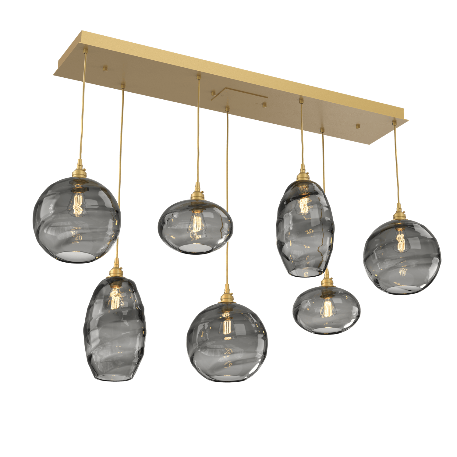 PLB0048-07-GB-OS-Hammerton-Studio-Optic-Blown-Glass-Misto-7-light-linear-pendant-chandelier-with-gilded-brass-finish-and-optic-smoke-blown-glass-shades-and-incandescent-lamping
