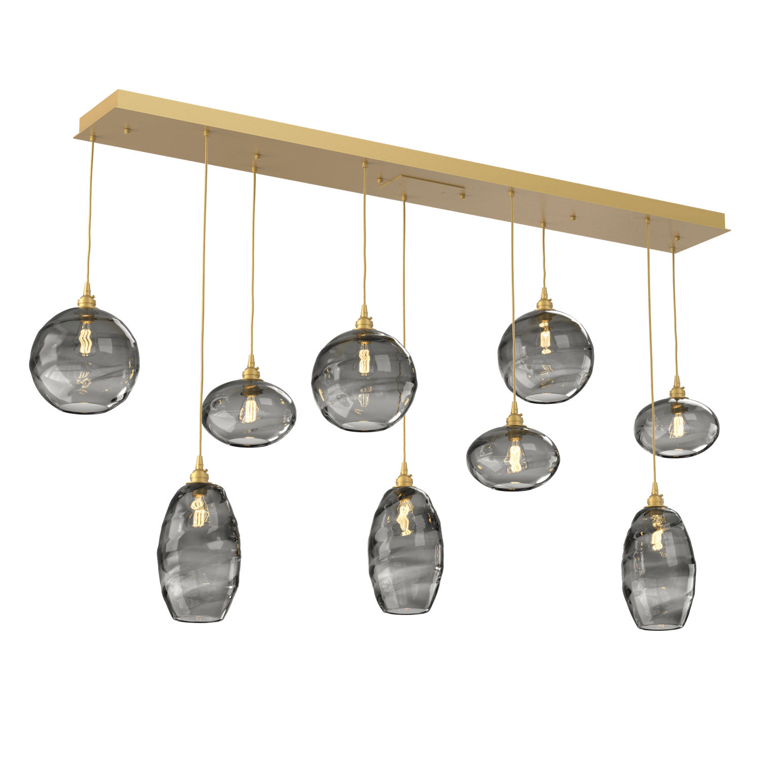 PLB0048-09-GB-OS-Hammerton-Studio-Optic-Blown-Glass-Misto-9-light-linear-pendant-chandelier-with-gilded-brass-finish-and-optic-smoke-blown-glass-shades-and-incandescent-lamping