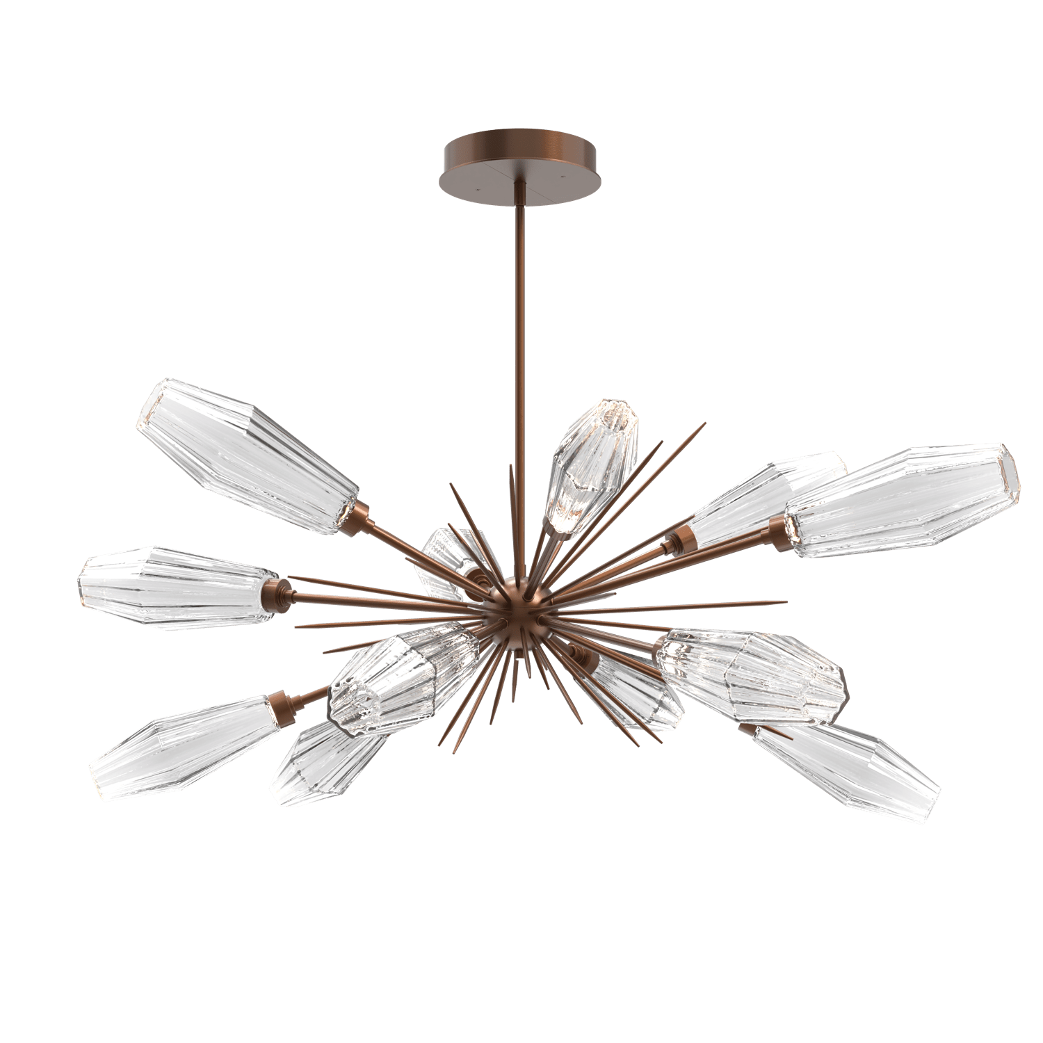 PLB0049-0A-BB-RC-Hammerton-Studio-Aalto-54-inch-oval-starburst-chandelier-with-burnished-bronze-finish-and-optic-ribbed-clear-glass-shades-and-LED-lamping