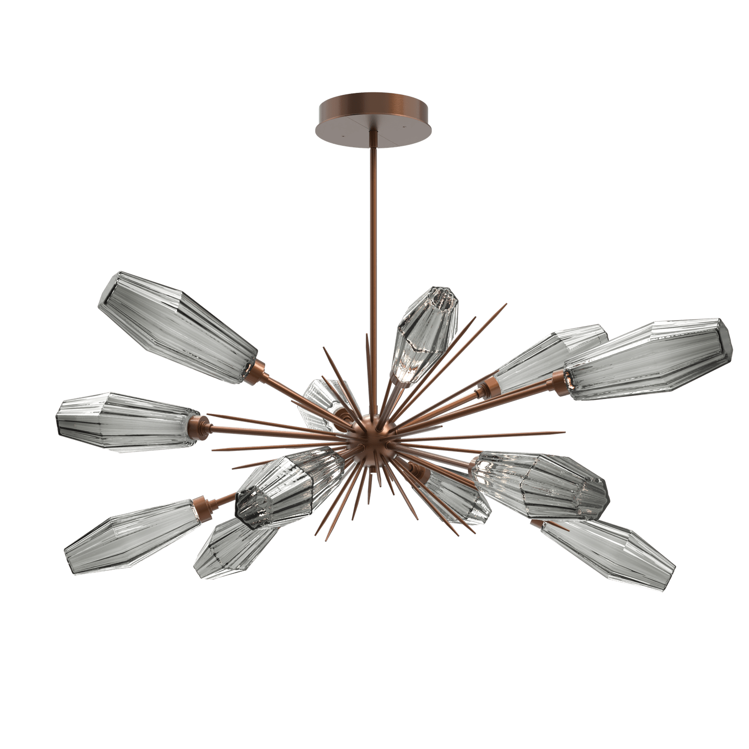 PLB0049-0A-BB-RS-Hammerton-Studio-Aalto-54-inch-oval-starburst-chandelier-with-burnished-bronze-finish-and-optic-ribbed-smoke-glass-shades-and-LED-lamping