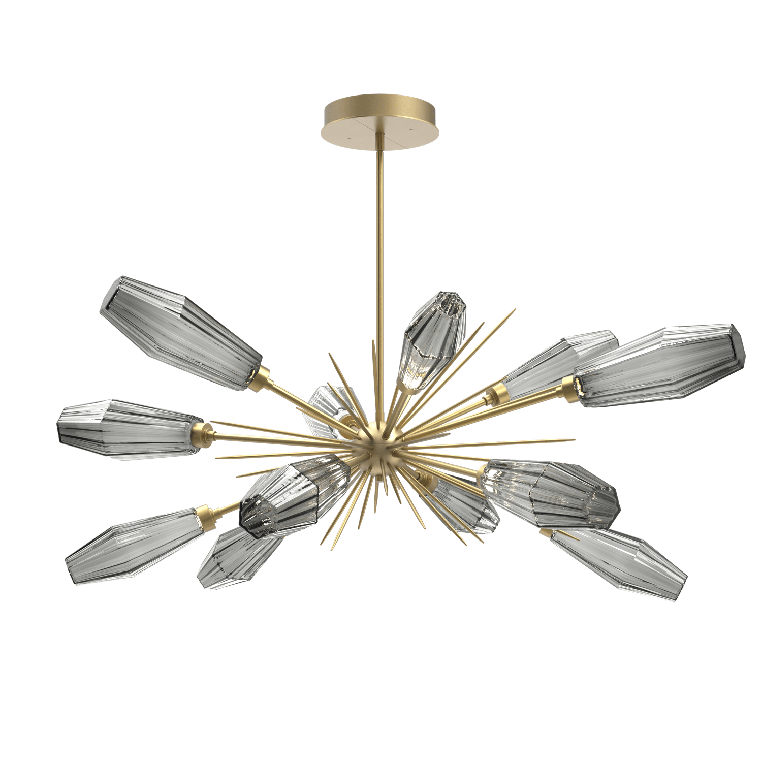 PLB0049-0A-GB-RS-Hammerton-Studio-Aalto-54-inch-oval-starburst-chandelier-with-gilded-brass-finish-and-optic-ribbed-smoke-glass-shades-and-LED-lamping