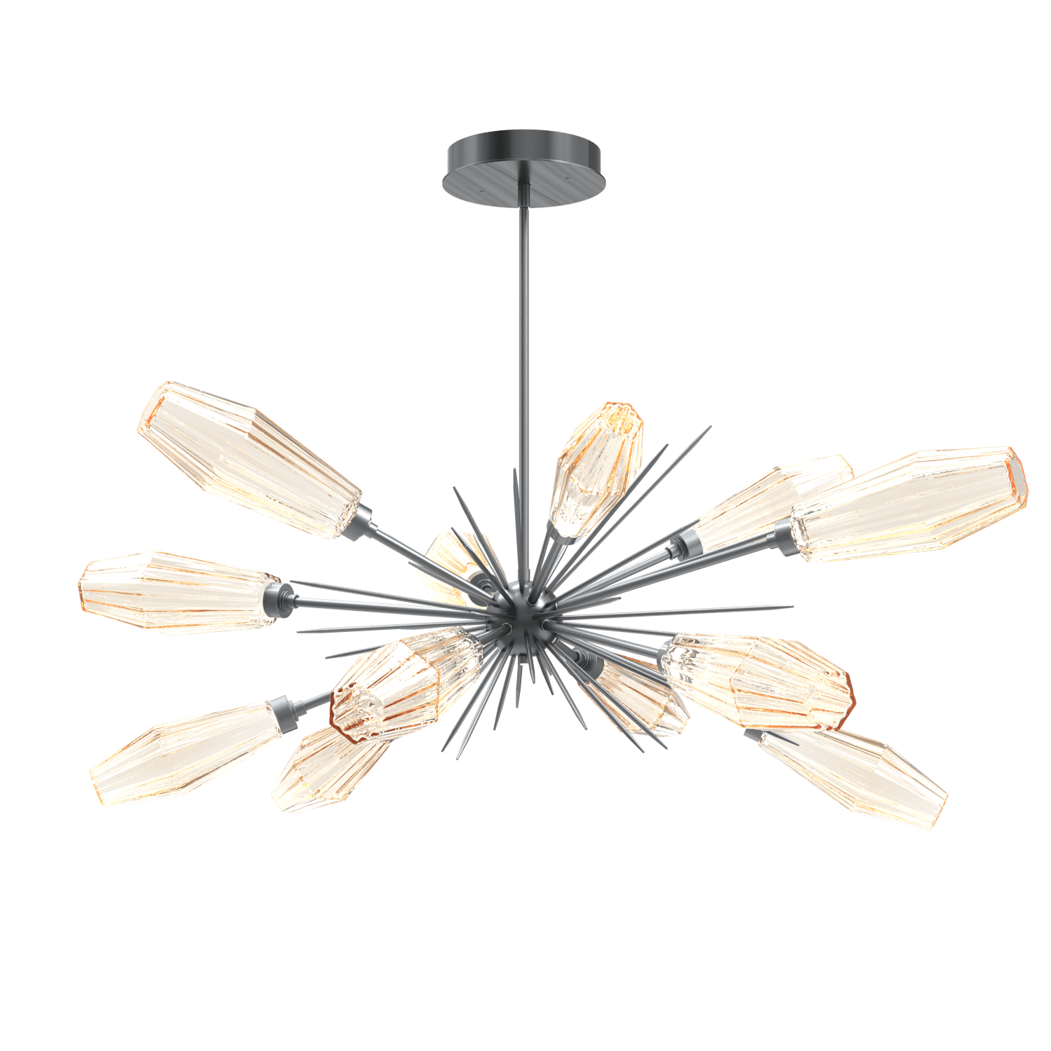 PLB0049-0A-GM-RA-Hammerton-Studio-Aalto-54-inch-oval-starburst-chandelier-with-gunmetal-finish-and-optic-ribbed-amber-glass-shades-and-LED-lamping