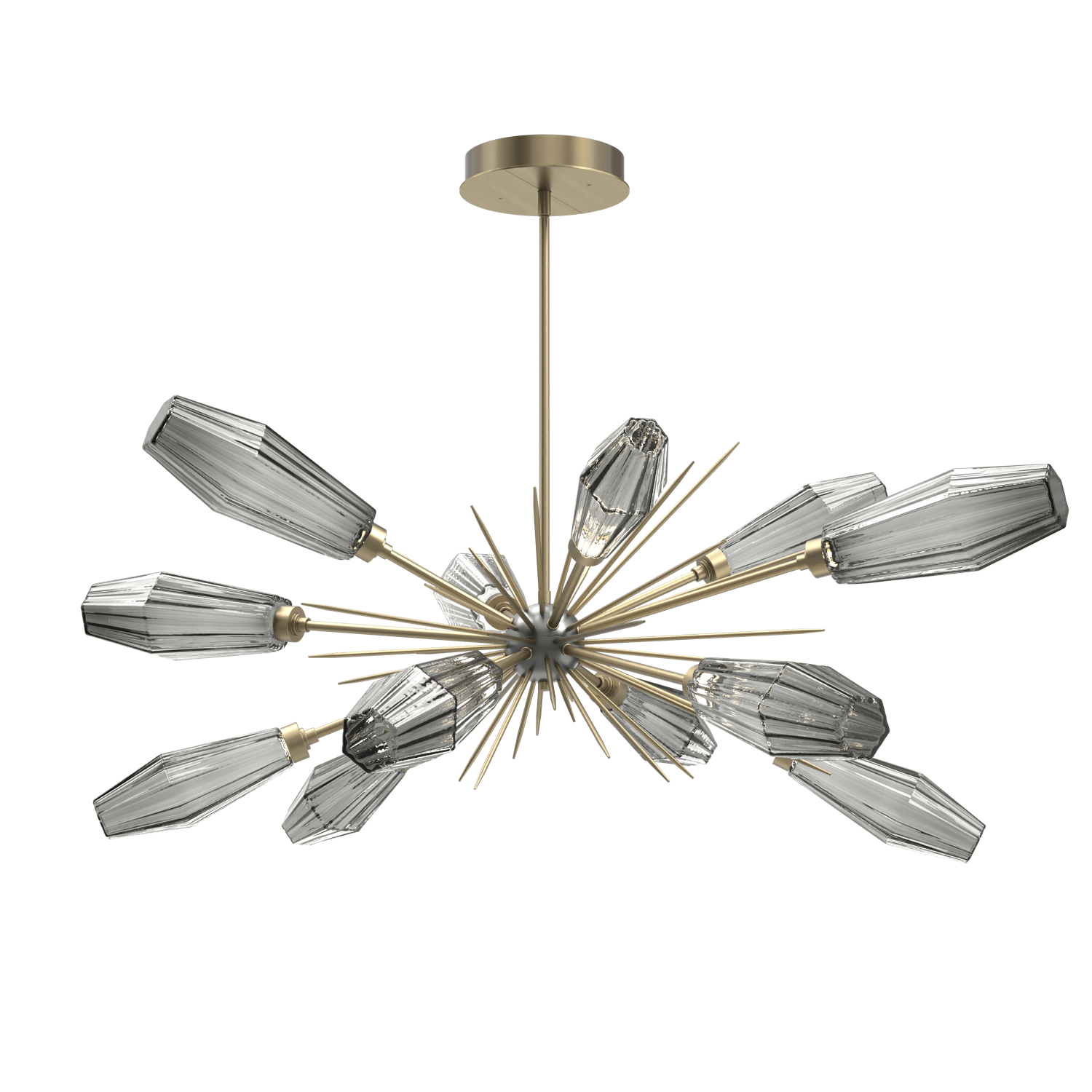 PLB0049-0A-HB-RS-Hammerton-Studio-Aalto-54-inch-oval-starburst-chandelier-with-heritage-brass-finish-and-optic-ribbed-smoke-glass-shades-and-LED-lamping