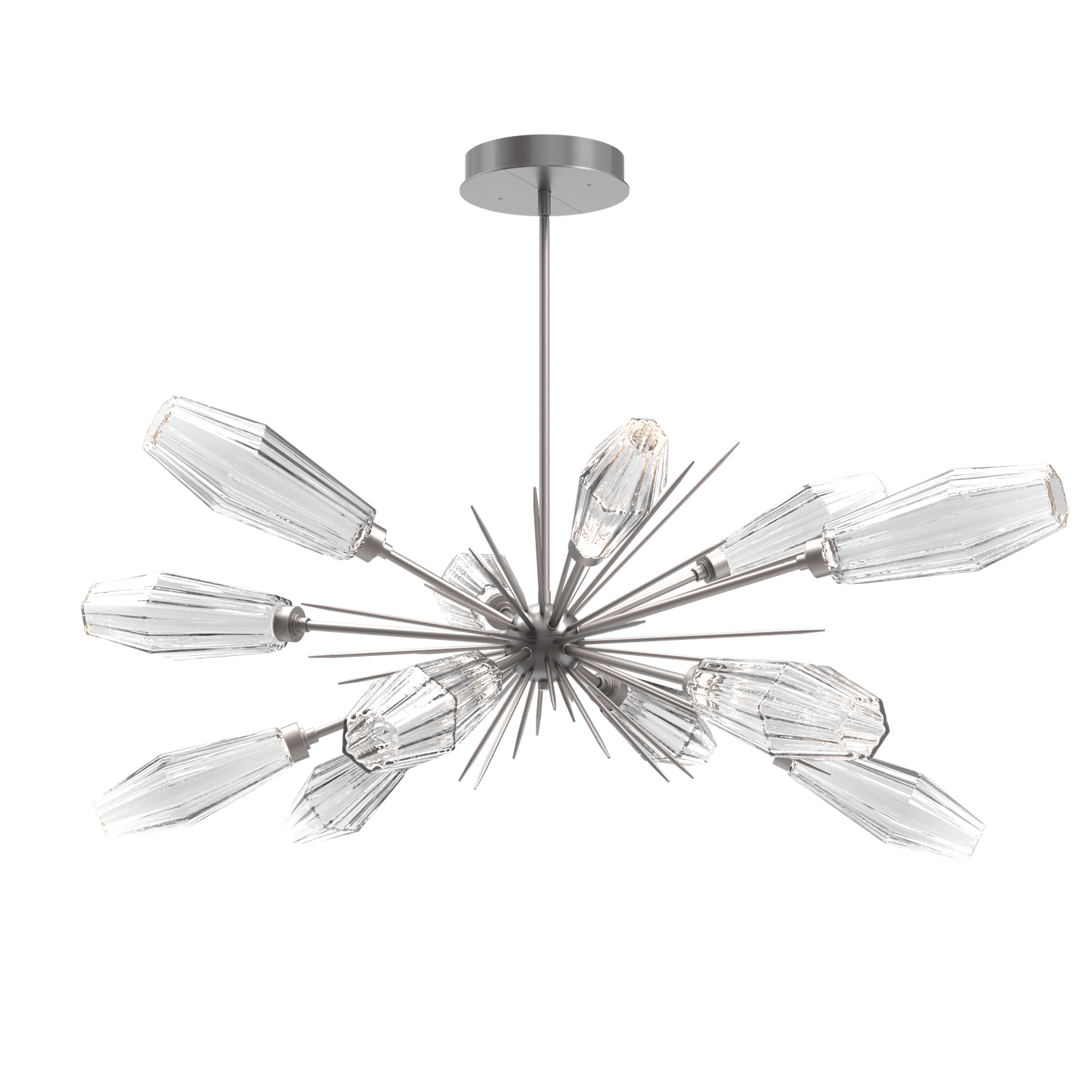 PLB0049-0A-SN-RC-Hammerton-Studio-Aalto-54-inch-oval-starburst-chandelier-with-satin-nickel-finish-and-optic-ribbed-clear-glass-shades-and-LED-lamping