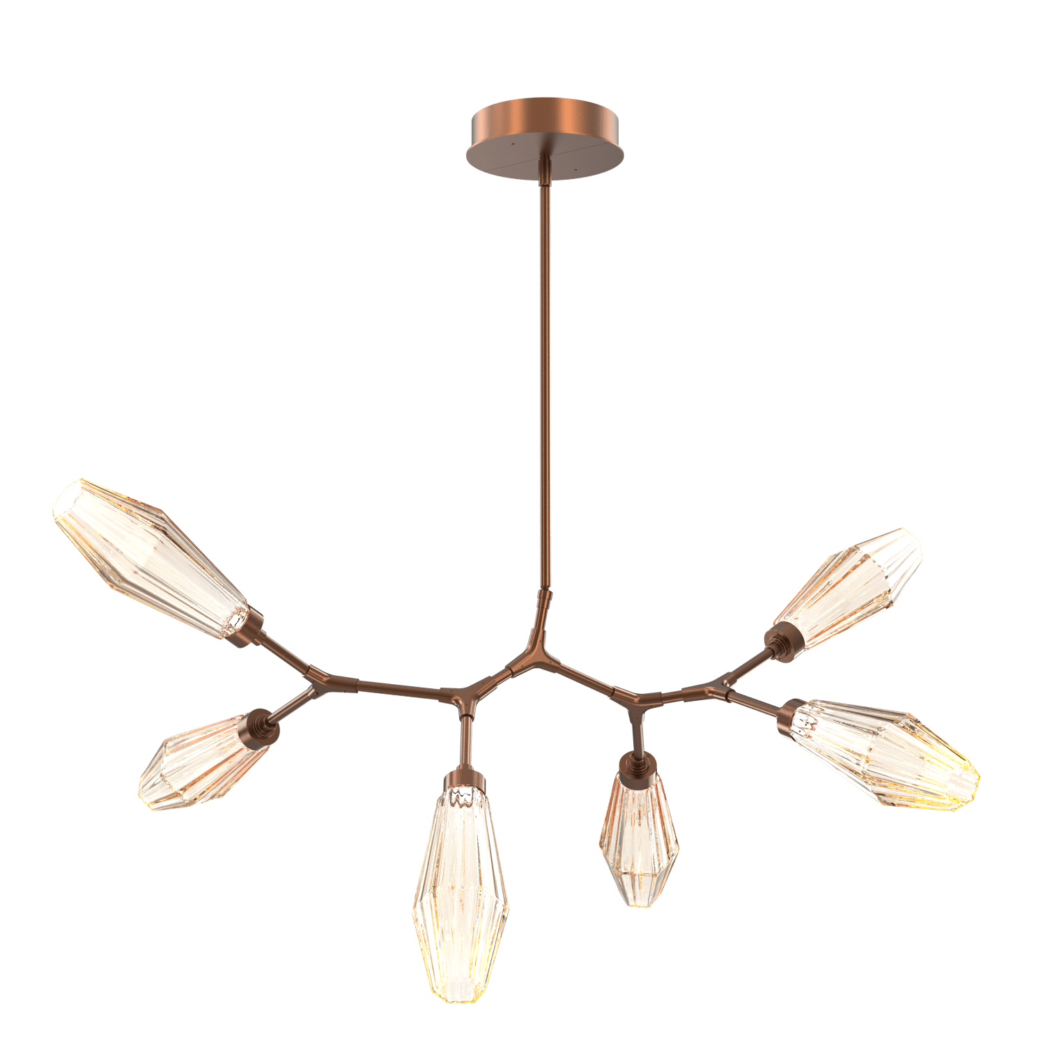 PLB0049-BA-BB-RA-Hammerton-Studio-Aalto-6-light-modern-branch-chandelier-with-burnished-bronze-finish-and-optic-ribbed-amber-glass-shades-and-LED-lamping