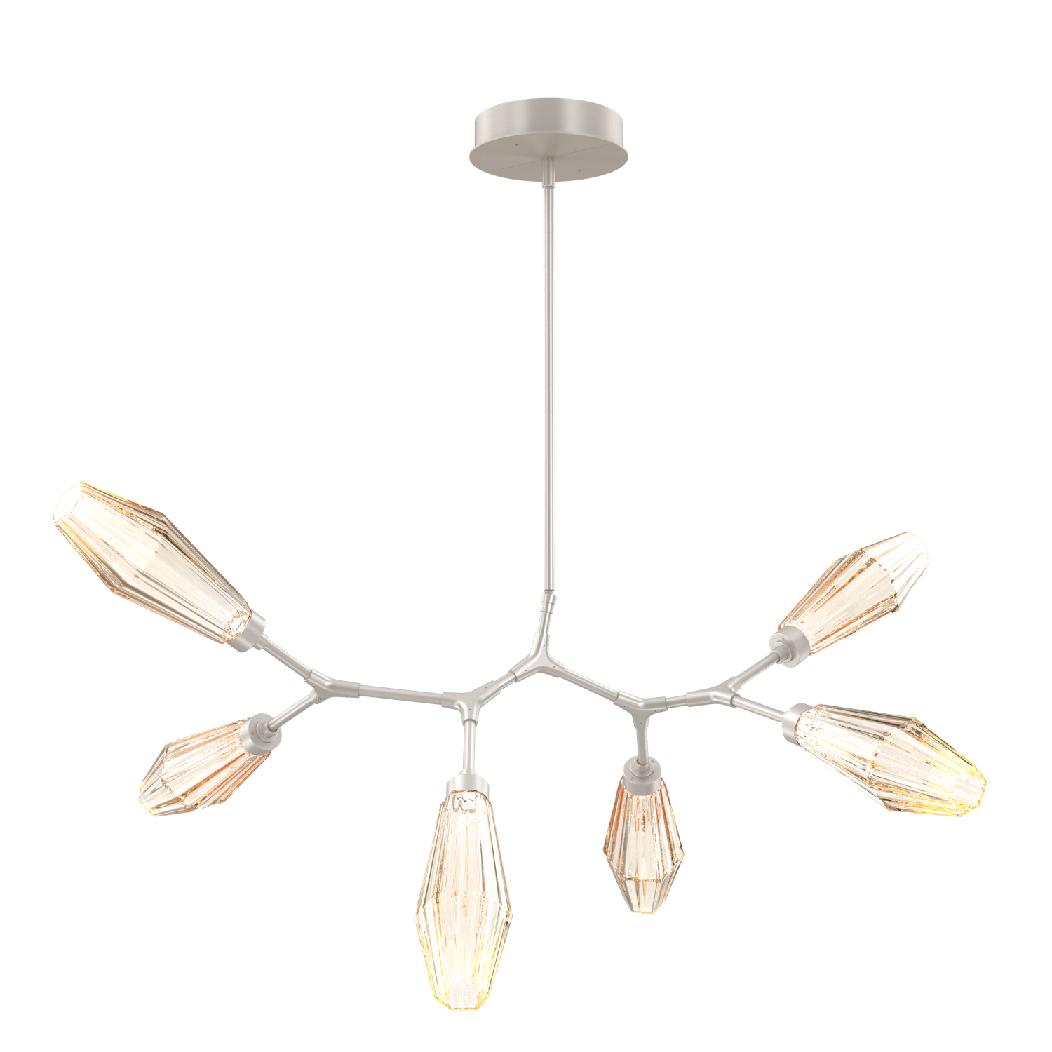 PLB0049-BA-BS-RA-Hammerton-Studio-Aalto-6-light-modern-branch-chandelier-with-metallic-beige-silver-finish-and-optic-ribbed-amber-glass-shades-and-LED-lamping