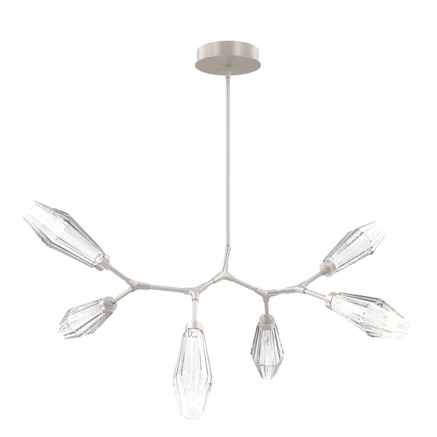 PLB0049-BA-BS-RC-Hammerton-Studio-Aalto-6-light-modern-branch-chandelier-with-metallic-beige-silver-finish-and-optic-ribbed-clear-glass-shades-and-LED-lamping
