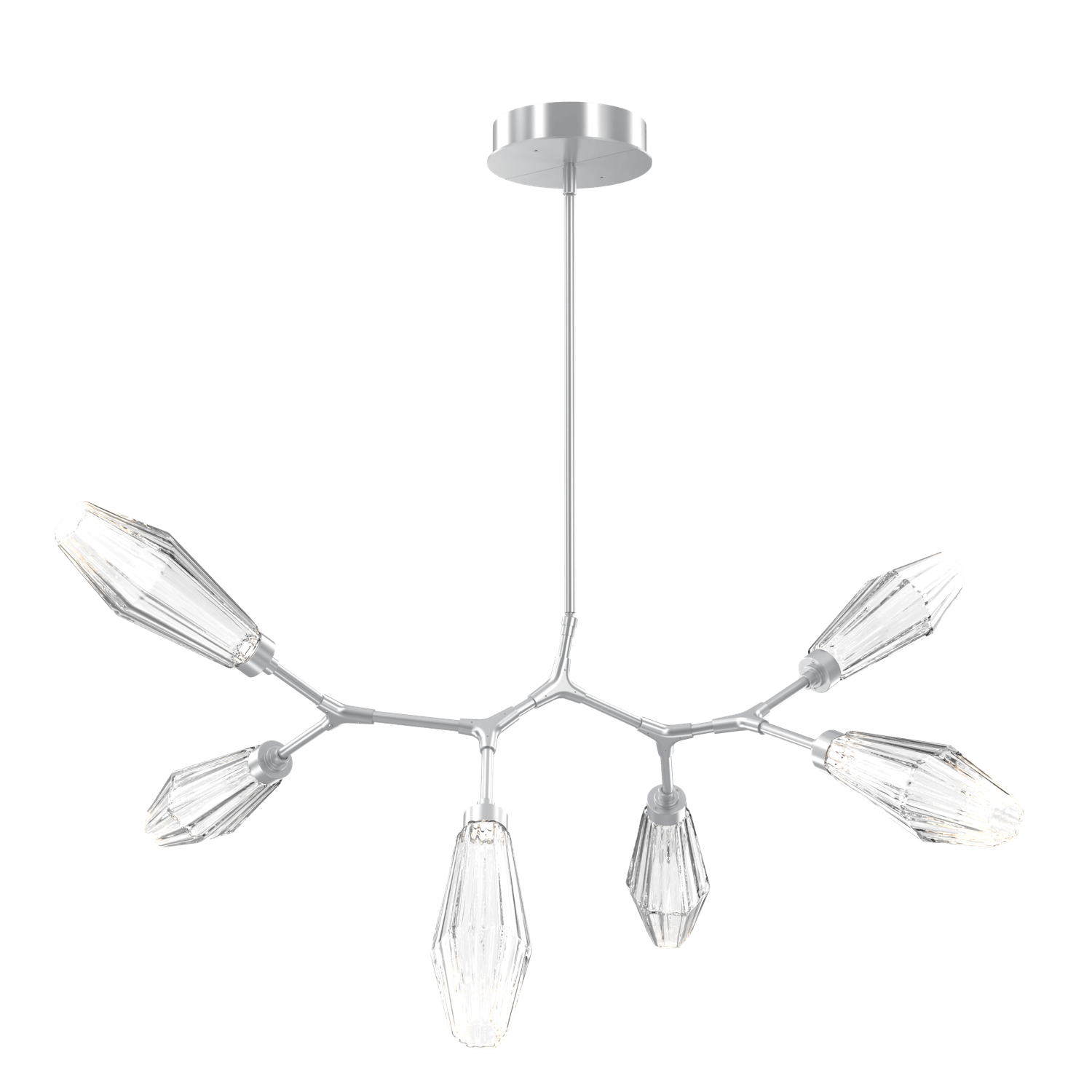PLB0049-BA-CS-RC-Hammerton-Studio-Aalto-6-light-modern-branch-chandelier-with-classic-silver-finish-and-optic-ribbed-clear-glass-shades-and-LED-lamping