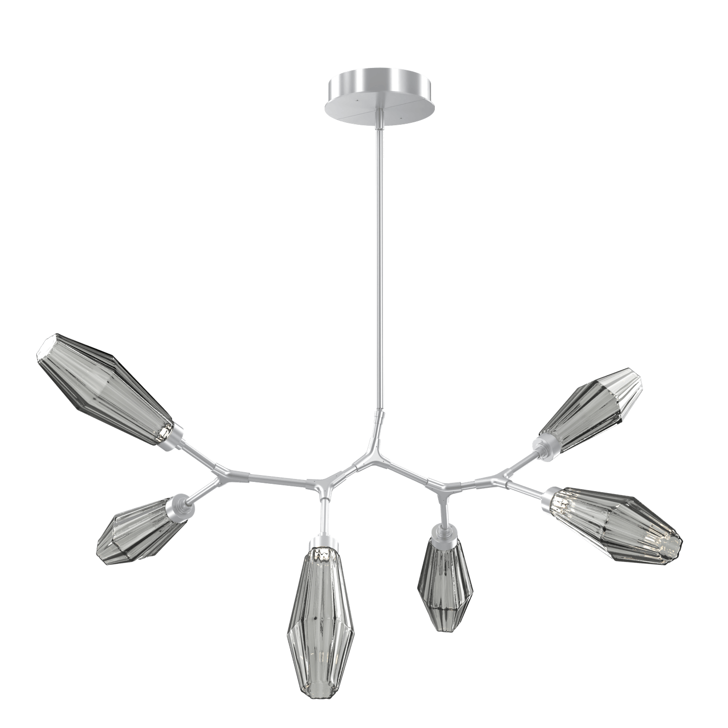 PLB0049-BA-CS-RS-Hammerton-Studio-Aalto-6-light-modern-branch-chandelier-with-classic-silver-finish-and-optic-ribbed-smoke-glass-shades-and-LED-lamping