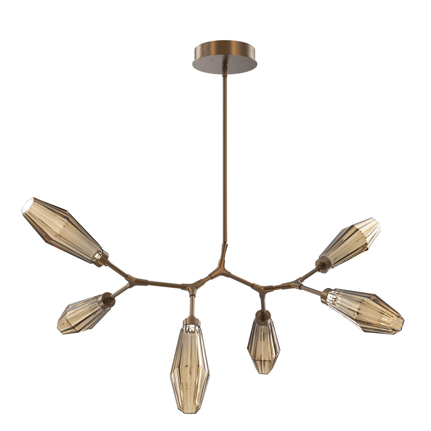 PLB0049-BA-FB-RB-Hammerton-Studio-Aalto-6-light-modern-branch-chandelier-with-flat-bronze-finish-and-optic-ribbed-bronze-glass-shades-and-LED-lamping
