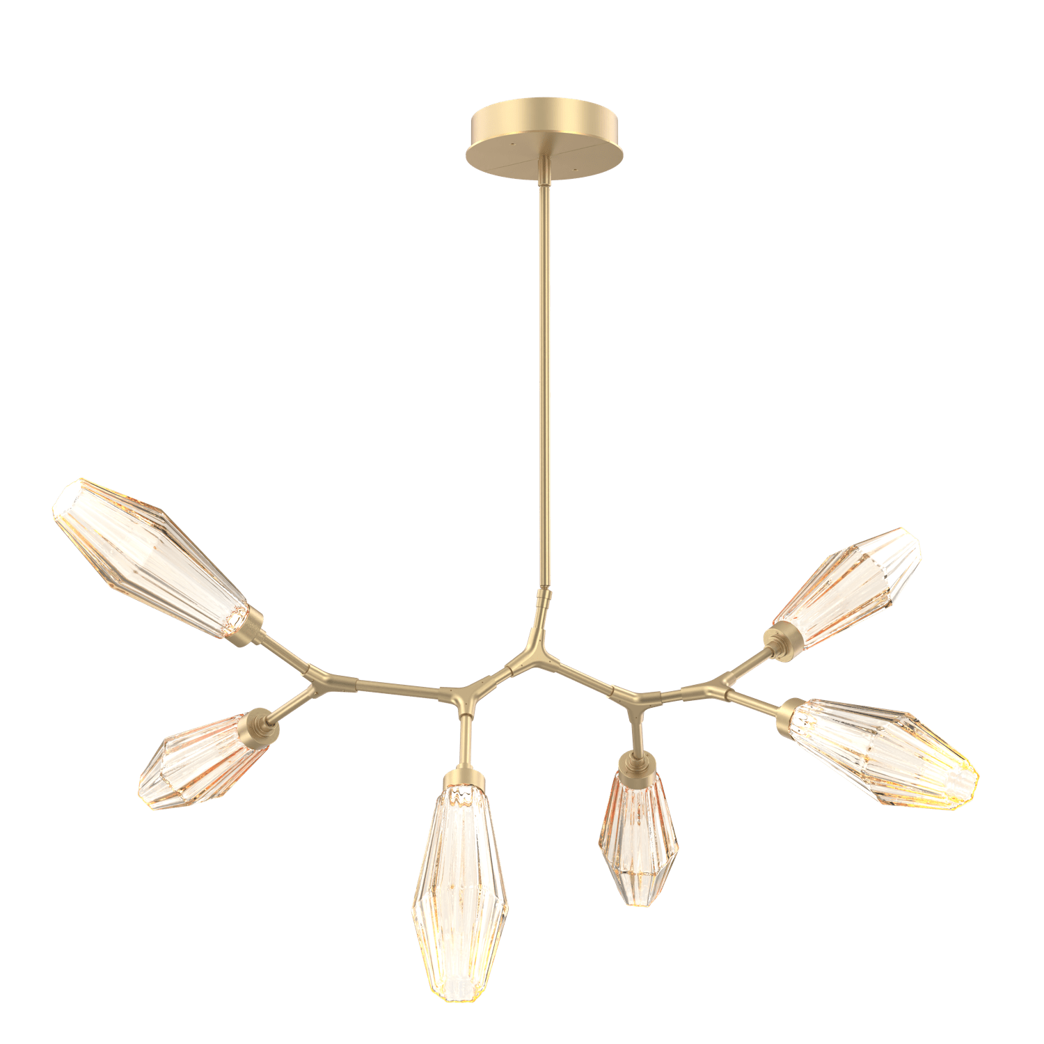 PLB0049-BA-GB-RA-Hammerton-Studio-Aalto-6-light-modern-branch-chandelier-with-gilded-brass-finish-and-optic-ribbed-amber-glass-shades-and-LED-lamping