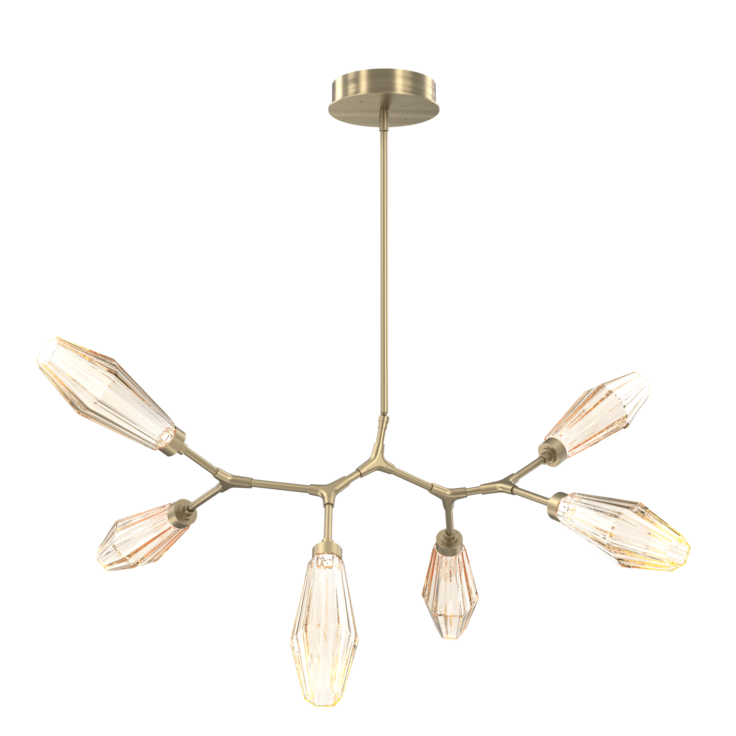 PLB0049-BA-HB-RA-Hammerton-Studio-Aalto-6-light-modern-branch-chandelier-with-heritage-brass-finish-and-optic-ribbed-amber-glass-shades-and-LED-lamping