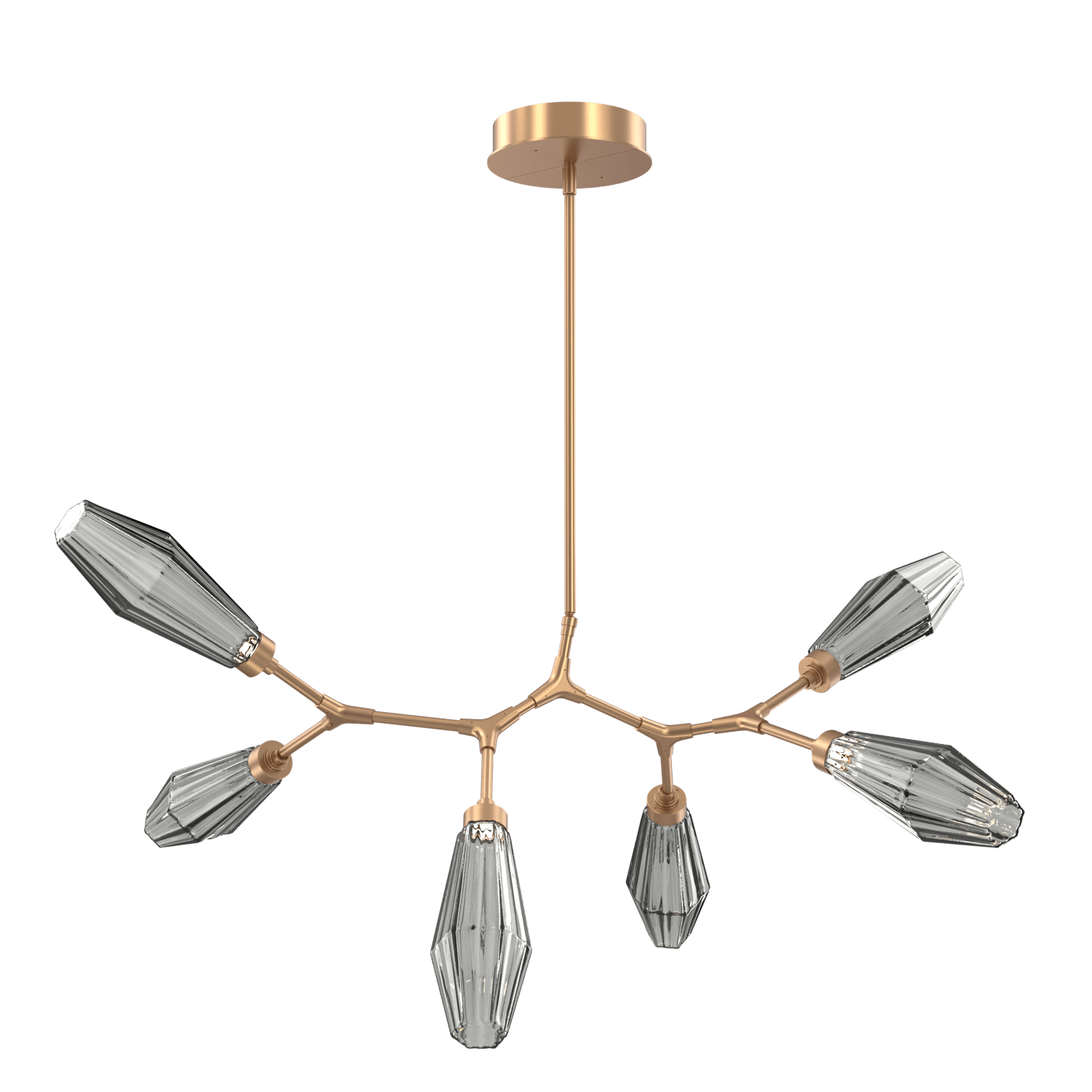 PLB0049-BA-NB-RS-Hammerton-Studio-Aalto-6-light-modern-branch-chandelier-with-novel-brass-finish-and-optic-ribbed-smoke-glass-shades-and-LED-lamping