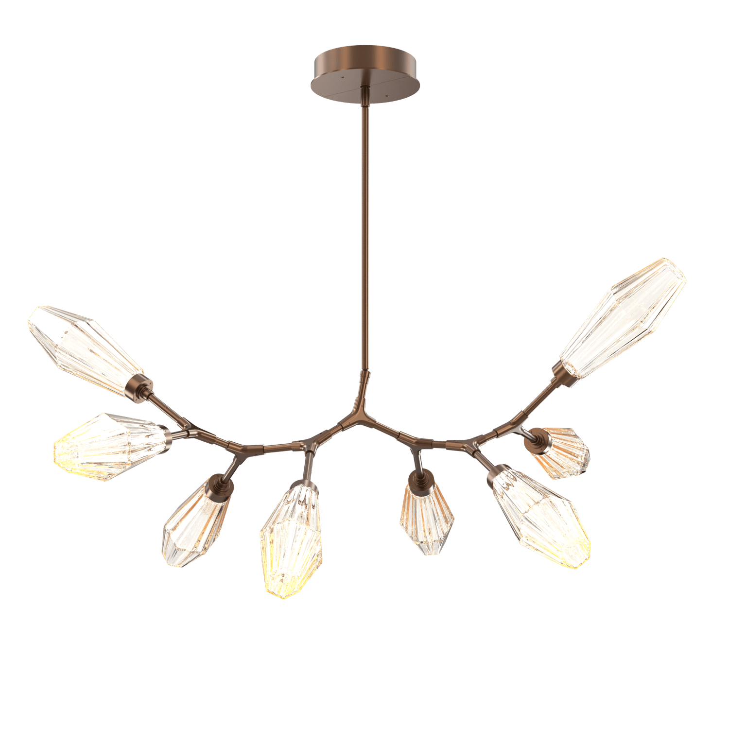 PLB0049-BB-BB-RA-Hammerton-Studio-Aalto-8-light-modern-branch-chandelier-with-burnished-bronze-finish-and-optic-ribbed-amber-glass-shades-and-LED-lamping