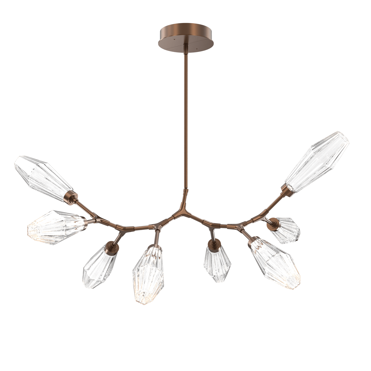 PLB0049-BB-BB-RC-Hammerton-Studio-Aalto-8-light-modern-branch-chandelier-with-burnished-bronze-finish-and-optic-ribbed-clear-glass-shades-and-LED-lamping