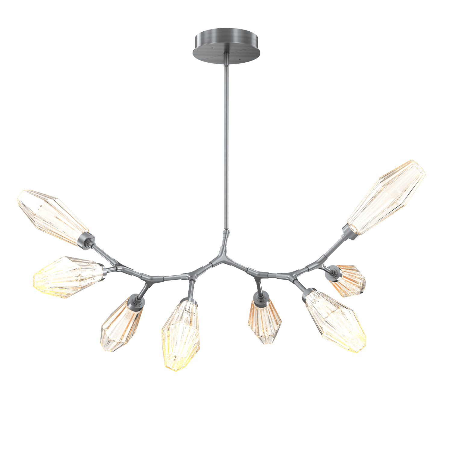 PLB0049-BB-GM-RA-Hammerton-Studio-Aalto-8-light-modern-branch-chandelier-with-gunmetal-finish-and-optic-ribbed-amber-glass-shades-and-LED-lamping
