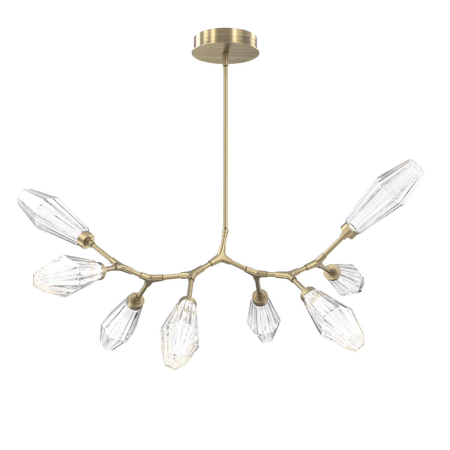 PLB0049-BB-HB-RC-Hammerton-Studio-Aalto-8-light-modern-branch-chandelier-with-heritage-brass-finish-and-optic-ribbed-clear-glass-shades-and-LED-lamping
