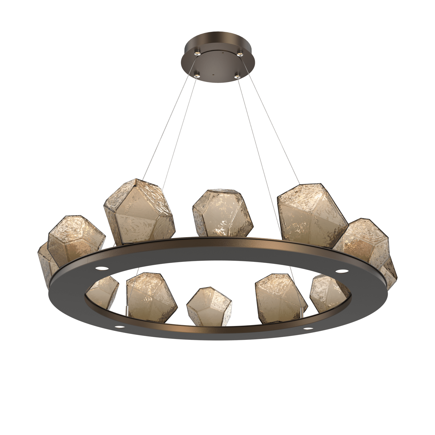 CHB0039-0C-FB-B-Hammerton-Studio-Gem-37-inch-ring-chandelier-with-flat-bronze-finish-and-bronze-blown-glass-shades-and-LED-lamping
