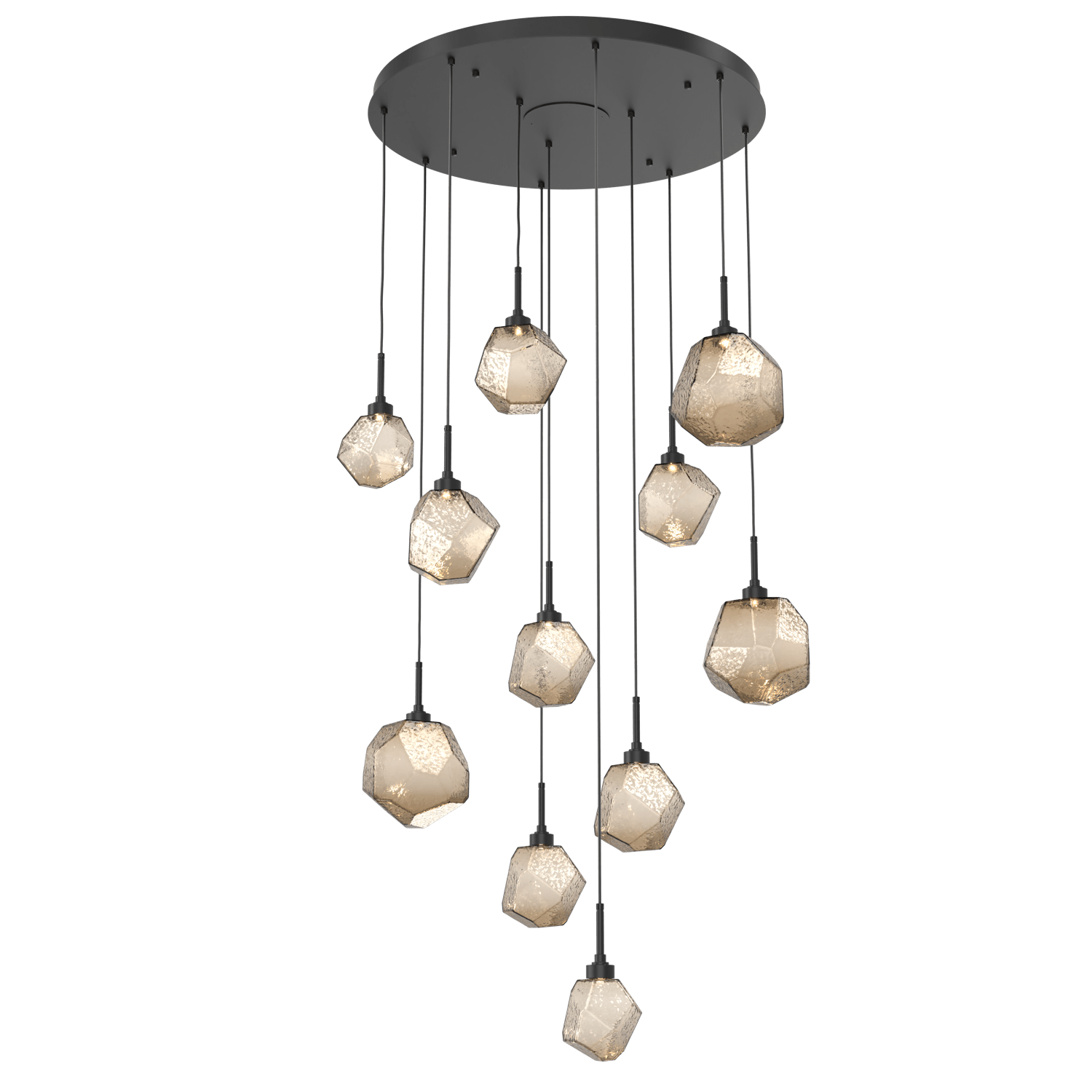 CHB0039-11-MB-B-Hammerton-Studio-Gem-11-light-round-pendant-chandelier-with-matte-black-finish-and-bronze-blown-glass-shades-and-LED-lamping