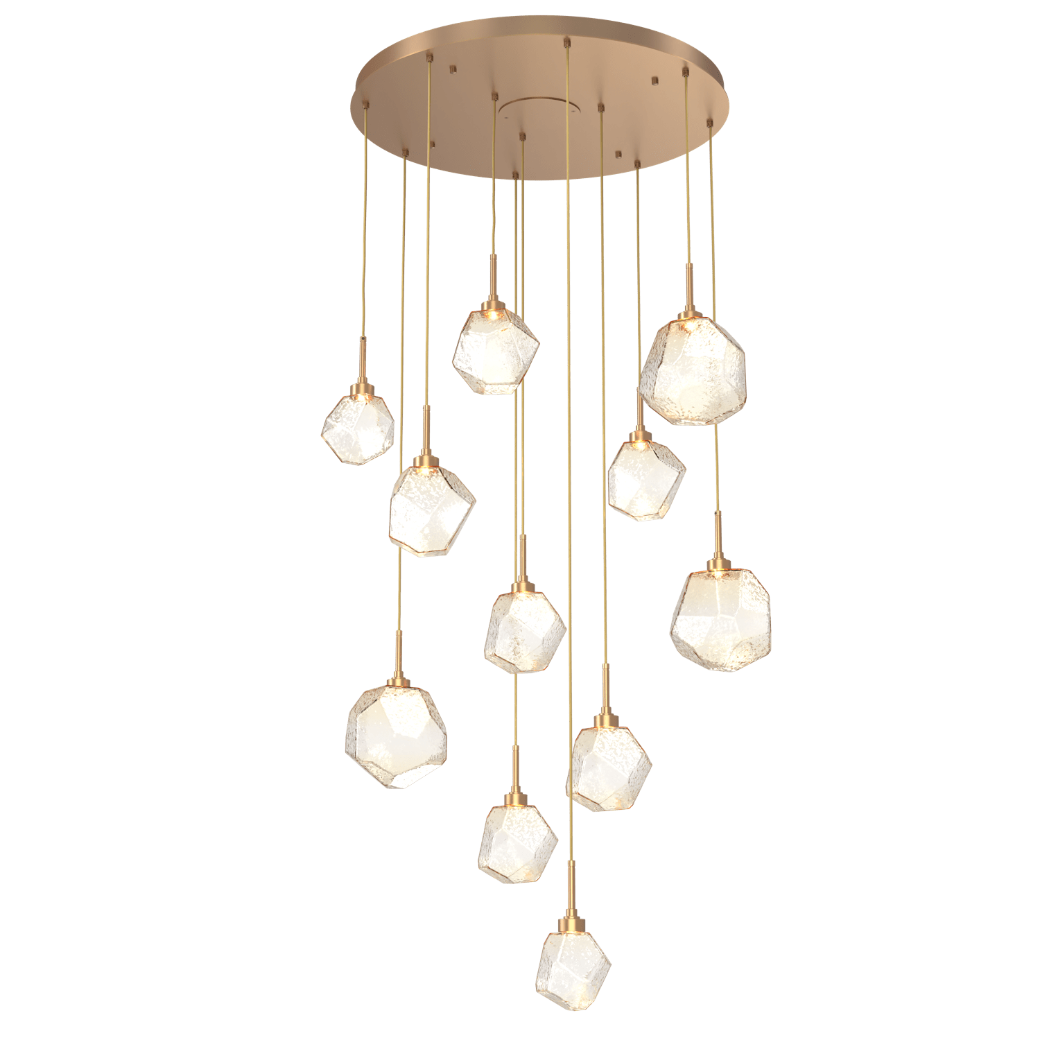 CHB0039-11-NB-A-Hammerton-Studio-Gem-11-light-round-pendant-chandelier-with-novel-brass-finish-and-amber-blown-glass-shades-and-LED-lamping