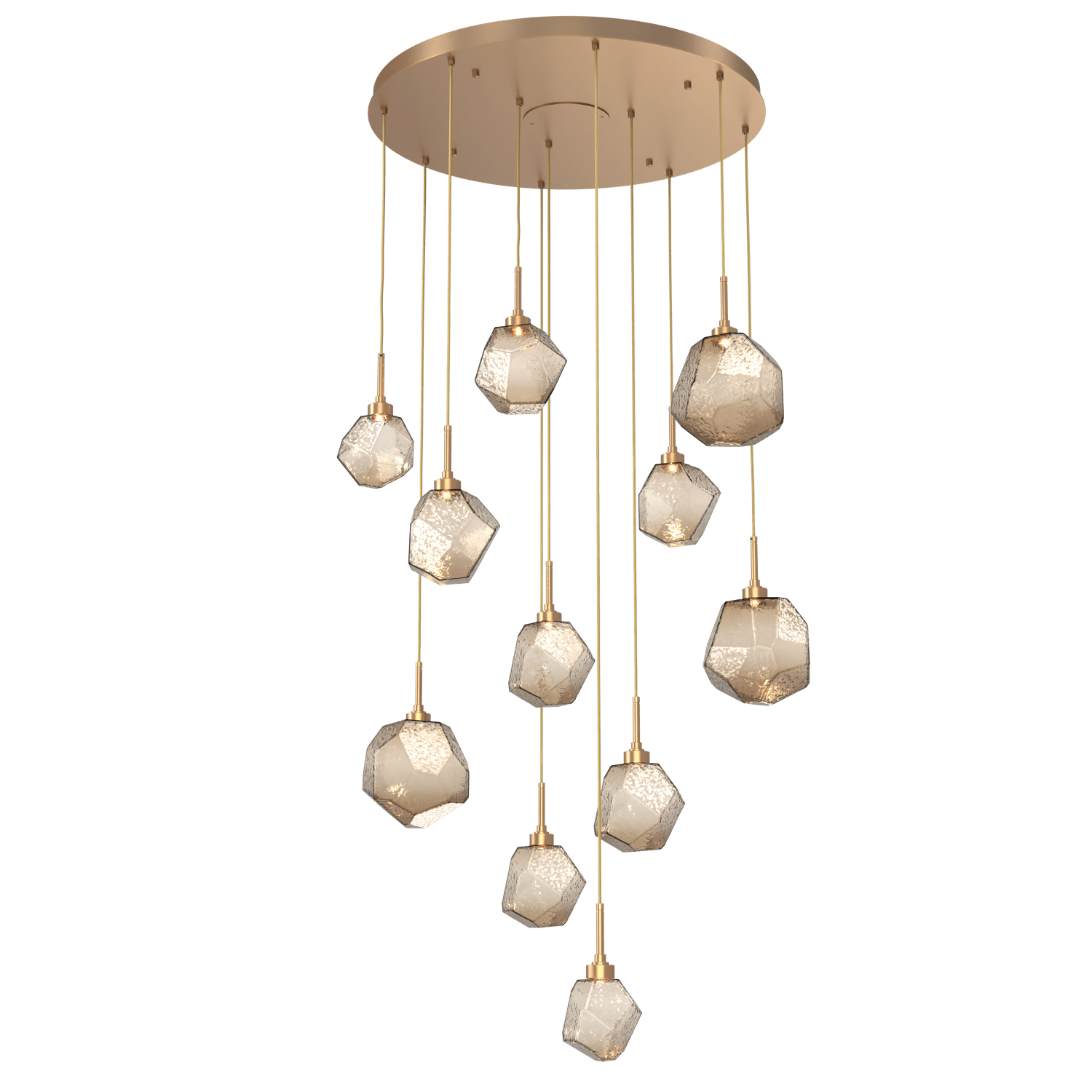 CHB0039-11-NB-B-Hammerton-Studio-Gem-11-light-round-pendant-chandelier-with-novel-brass-finish-and-bronze-blown-glass-shades-and-LED-lamping