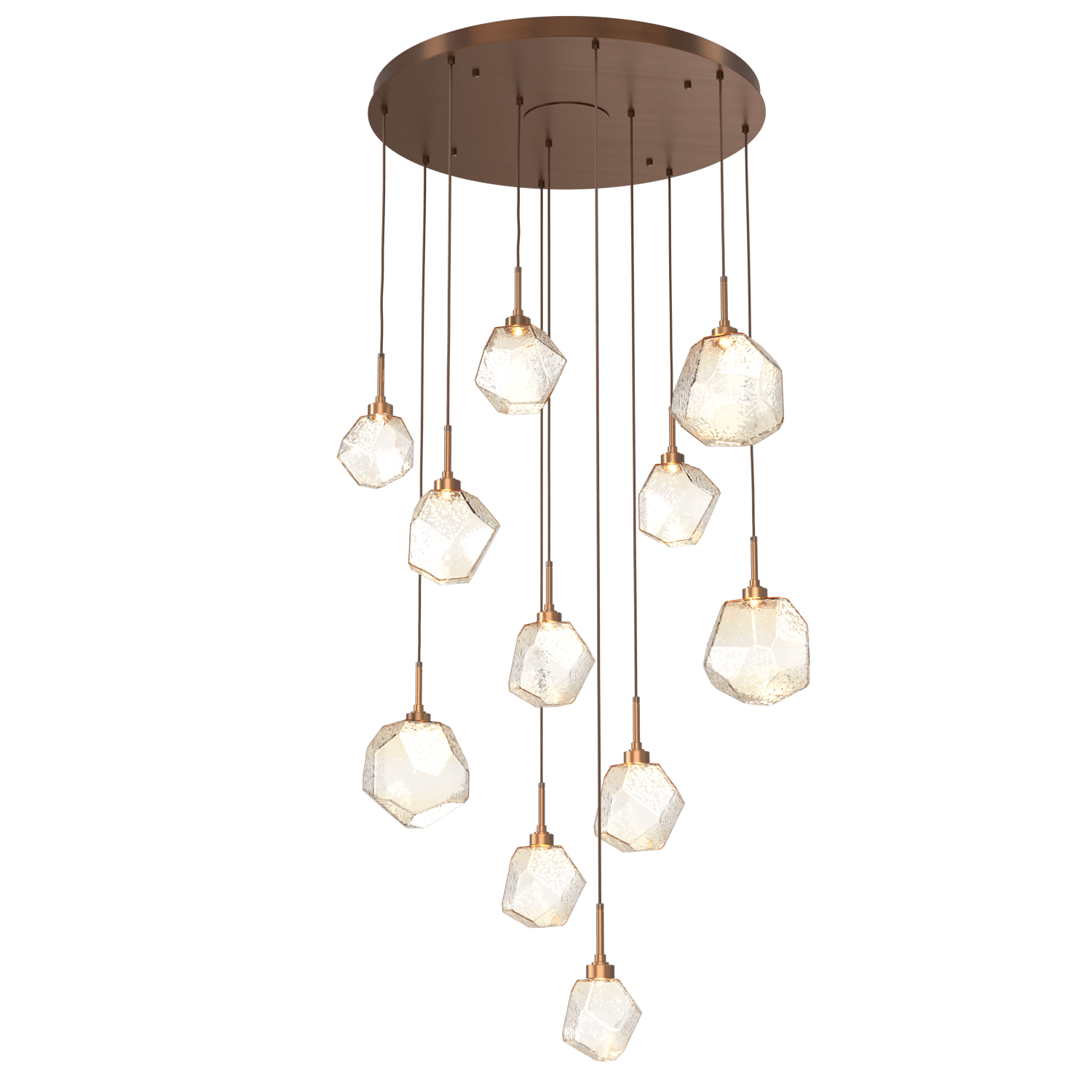 CHB0039-11-RB-A-Hammerton-Studio-Gem-11-light-round-pendant-chandelier-with-oil-rubbed-bronze-finish-and-amber-blown-glass-shades-and-LED-lamping