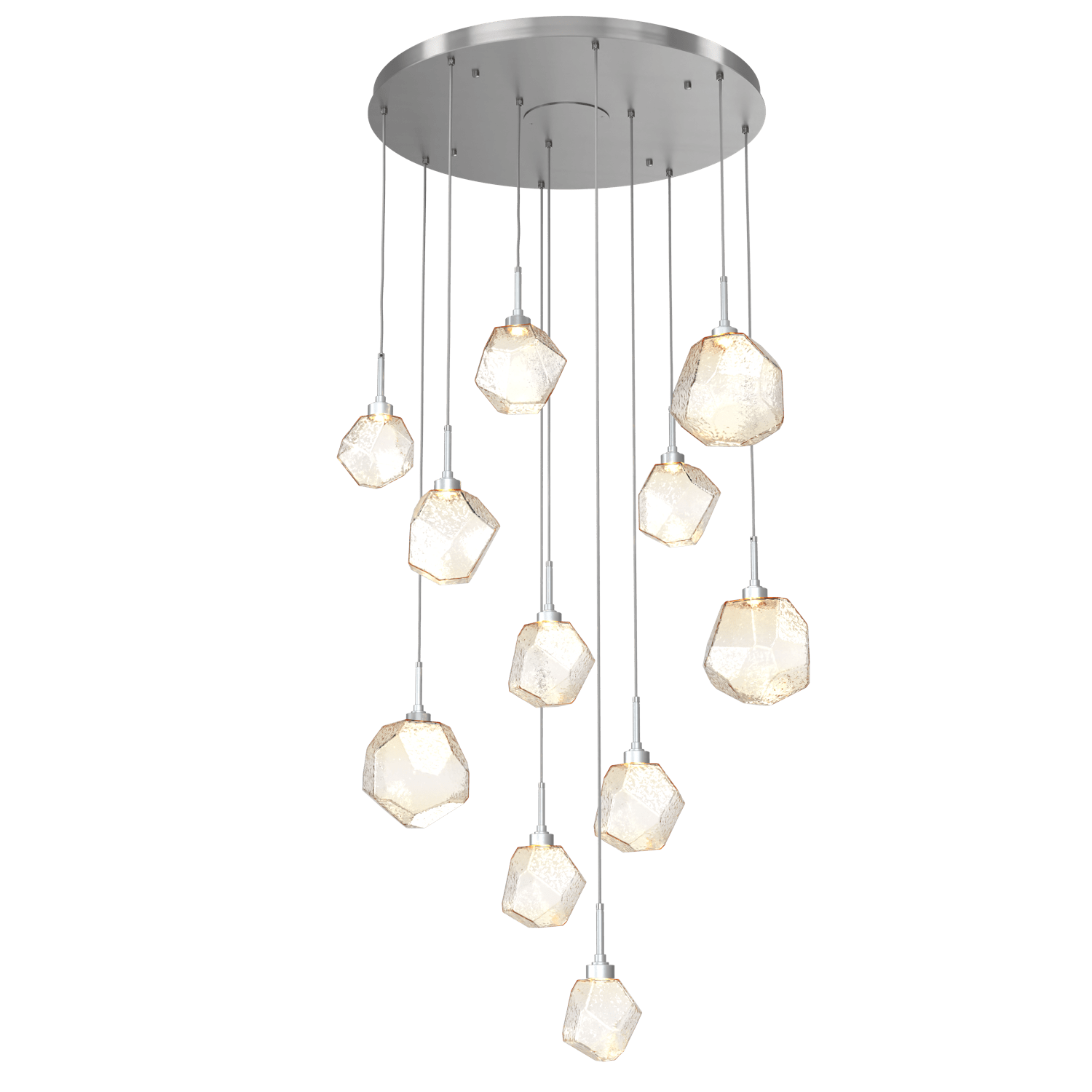 CHB0039-11-SN-A-Hammerton-Studio-Gem-11-light-round-pendant-chandelier-with-satin-nickel-finish-and-amber-blown-glass-shades-and-LED-lamping