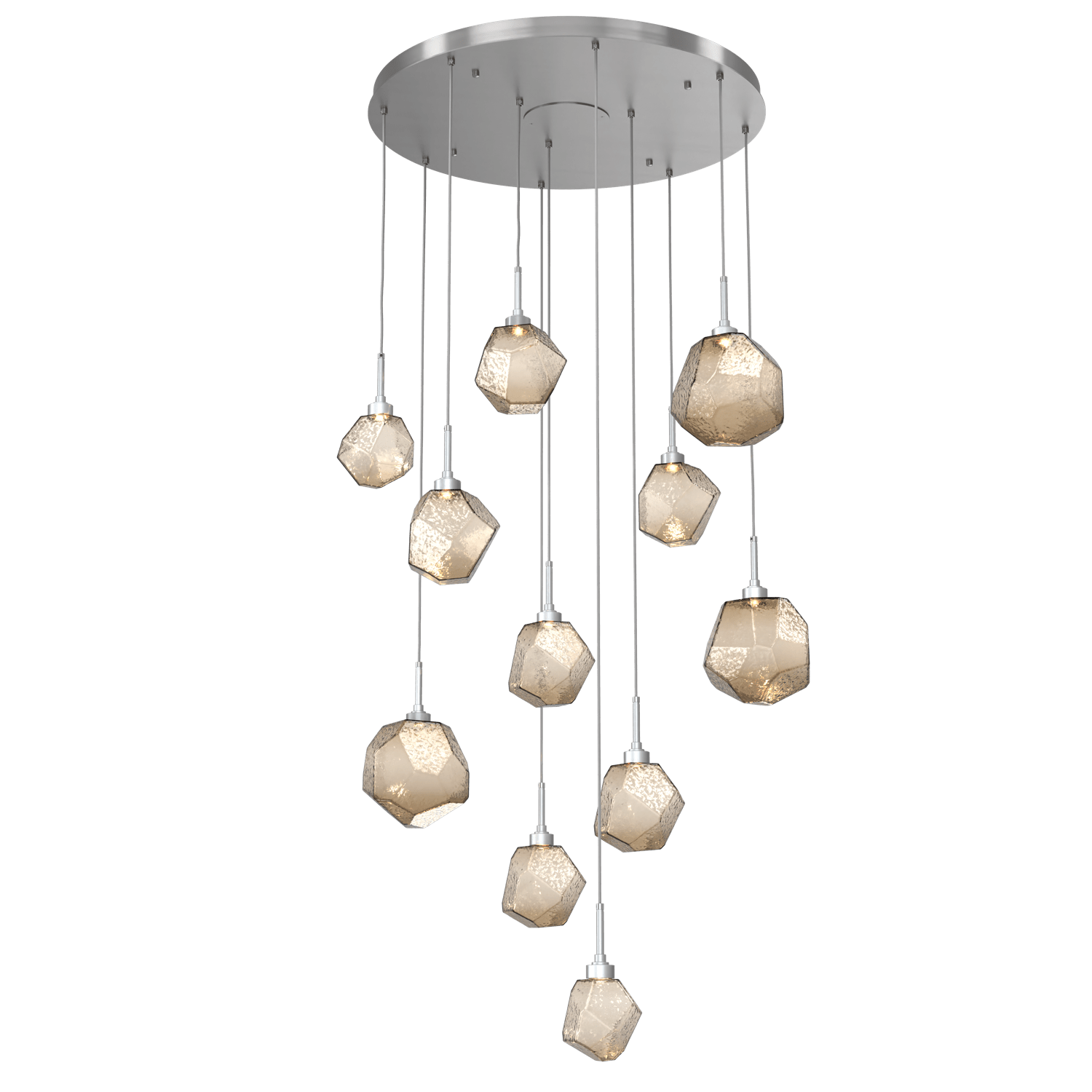 CHB0039-11-SN-B-Hammerton-Studio-Gem-11-light-round-pendant-chandelier-with-satin-nickel-finish-and-bronze-blown-glass-shades-and-LED-lamping