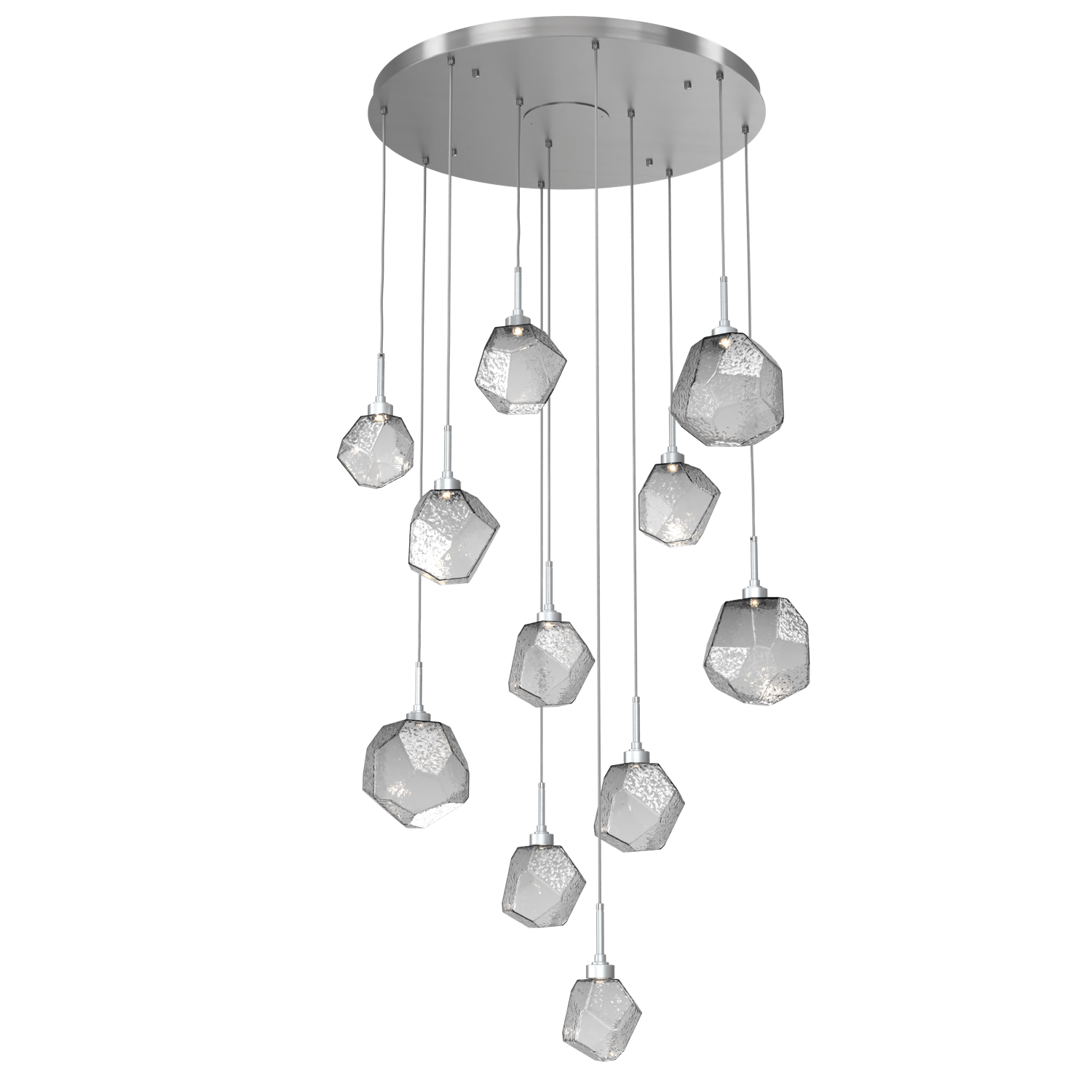 CHB0039-11-SN-S-Hammerton-Studio-Gem-11-light-round-pendant-chandelier-with-satin-nickel-finish-and-smoke-blown-glass-shades-and-LED-lamping