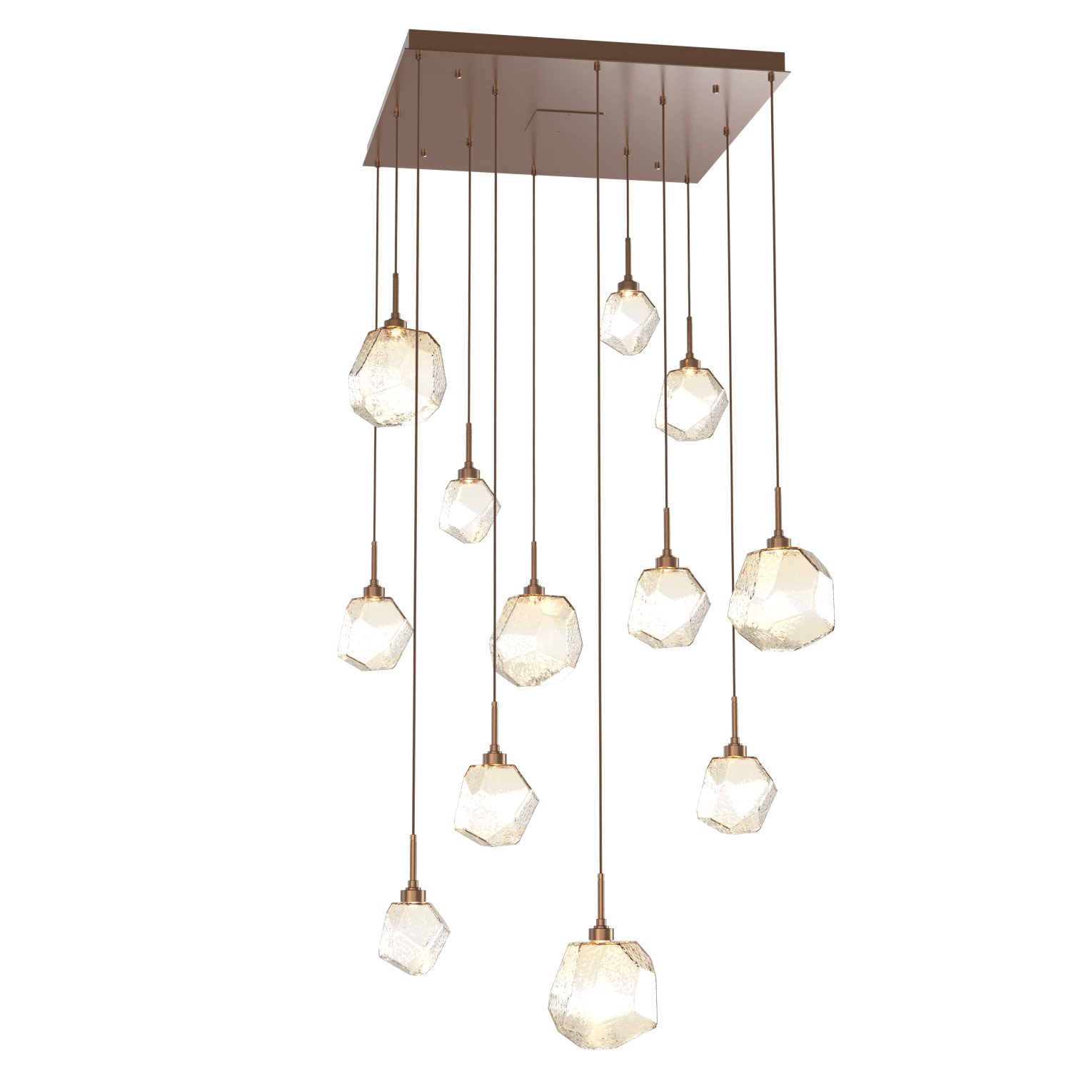 CHB0039-12-BB-A-Hammerton-Studio-Gem-12-light-square-pendant-chandelier-with-burnished-bronze-finish-and-amber-blown-glass-shades-and-LED-lamping